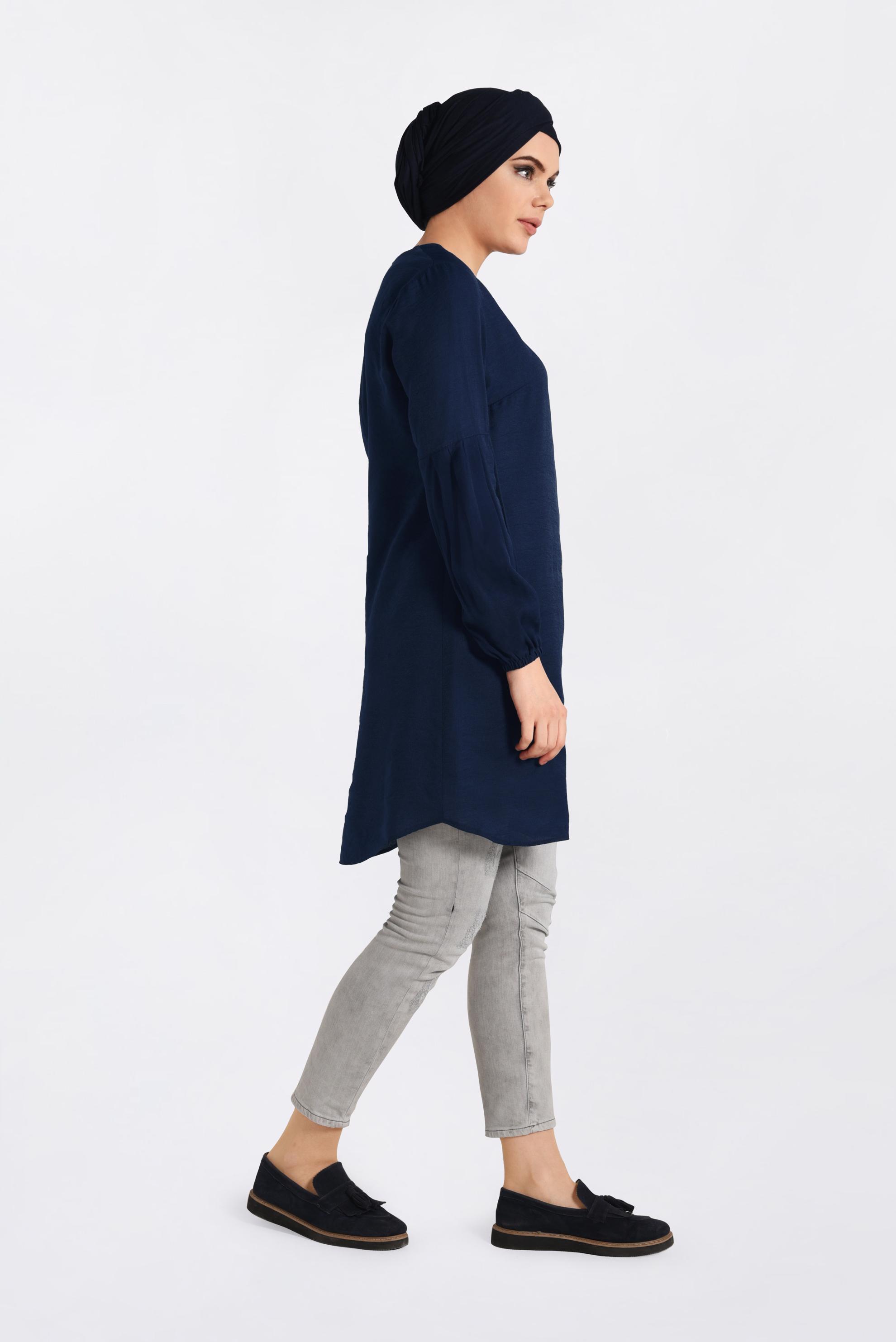 Tesettür giyim LACİVERT PUL PAYETLİ TUNİK 4386