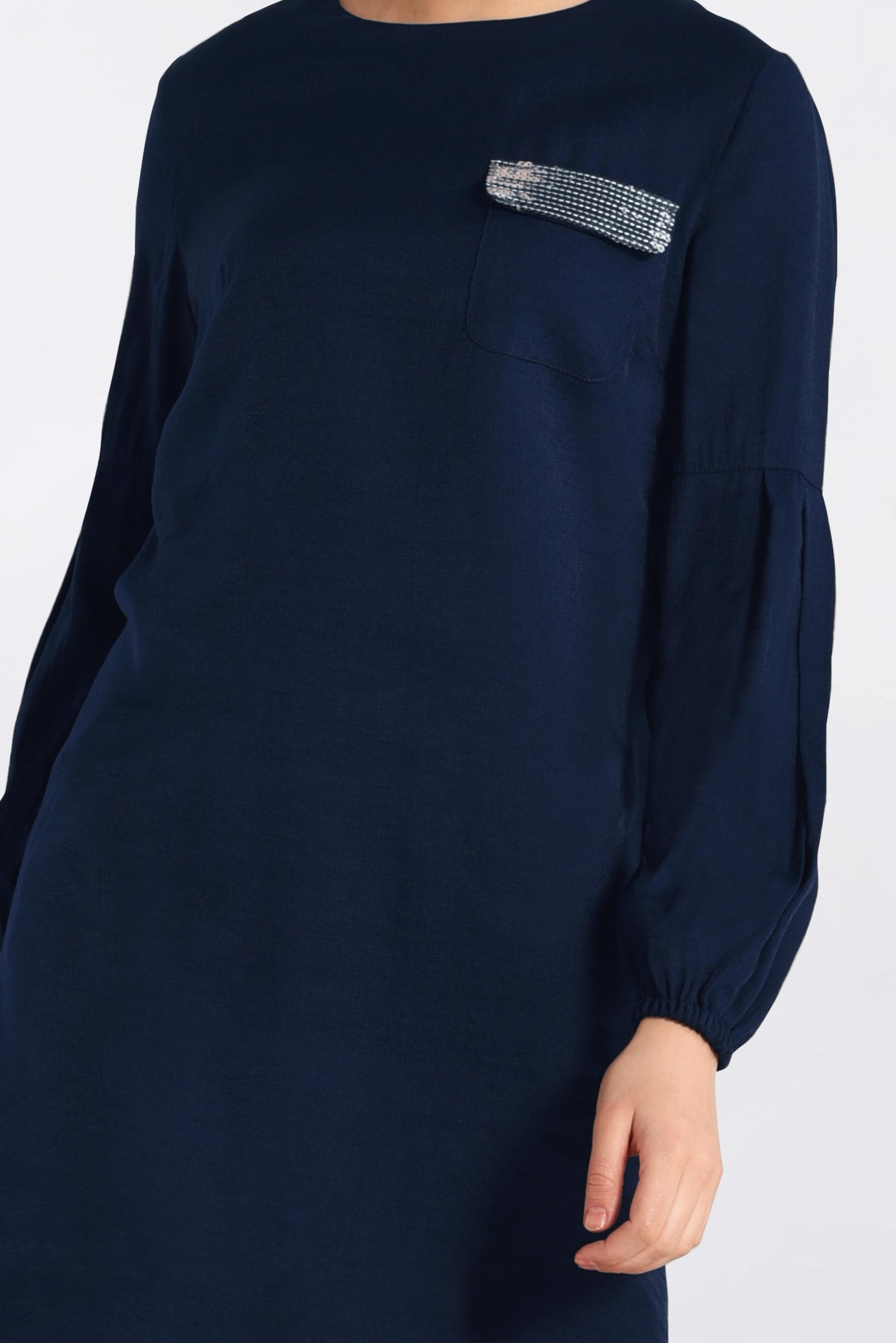 Tesettür giyim LACİVERT PUL PAYETLİ TUNİK 4386