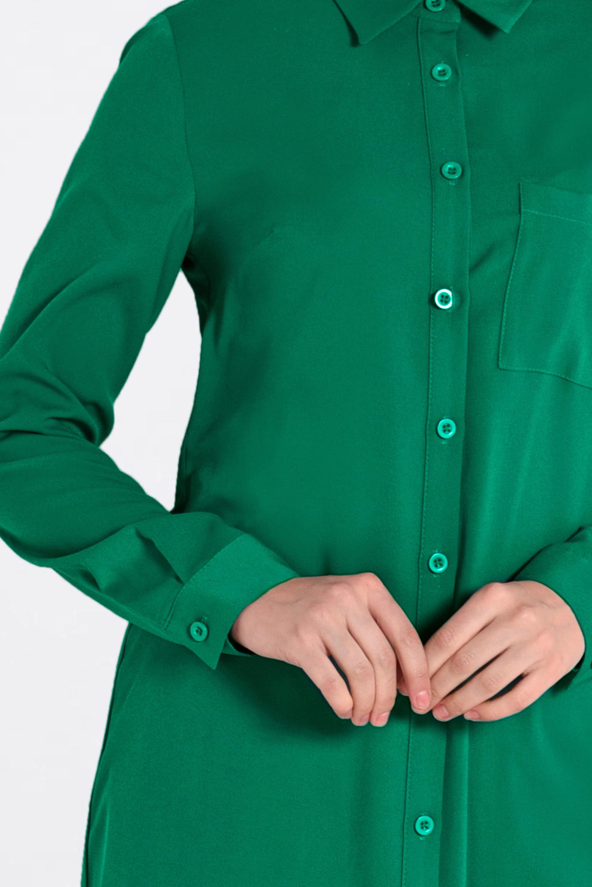 Tesettür giyim YEŞİL CEP DETAYLI DÜĞMELİ TUNİK 4397