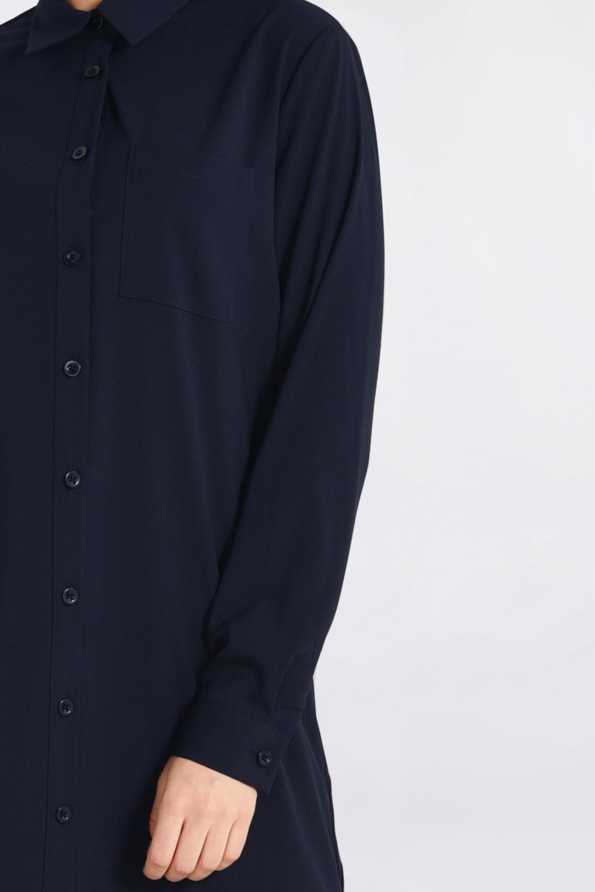 Tesettür giyim LACİVERT CEP DETAYLI DÜĞMELİ TUNİK 4397