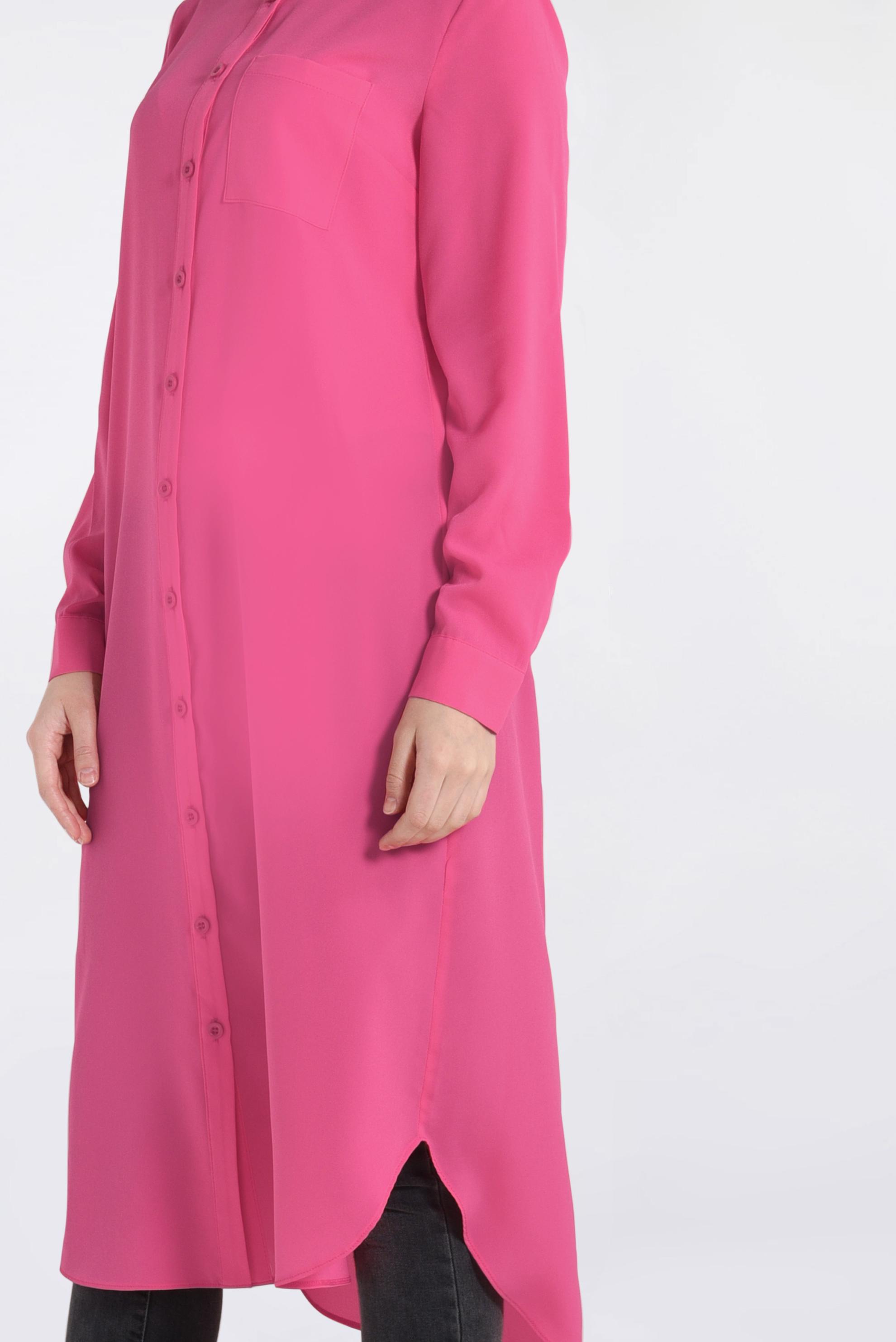Tesettür giyim FUŞYA CEP DETAYLI DÜĞMELİ TUNİK 4397