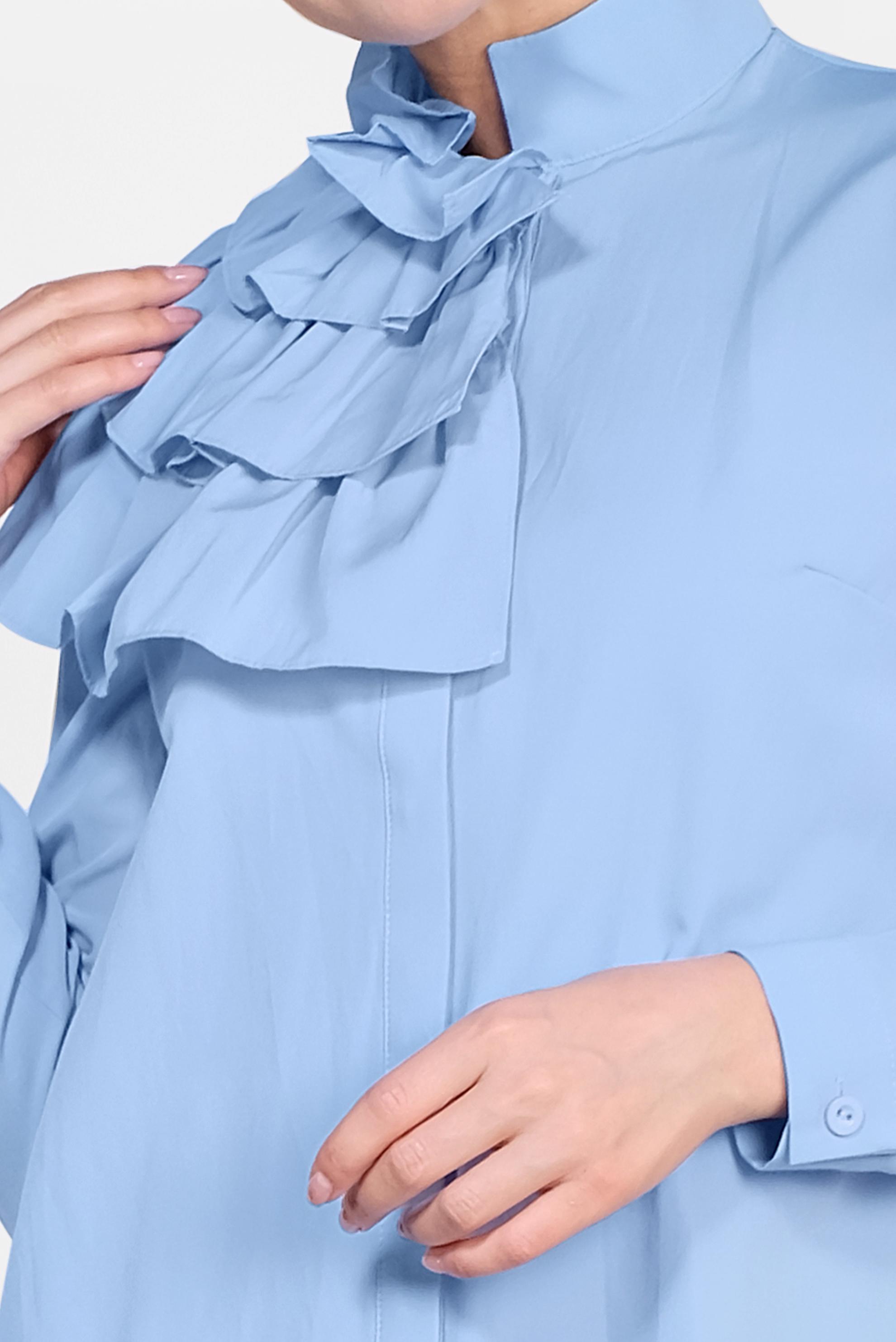 Tesettür giyim MAVİ KAT KAT DETAYLI PAMUKLU TUNİK 4399