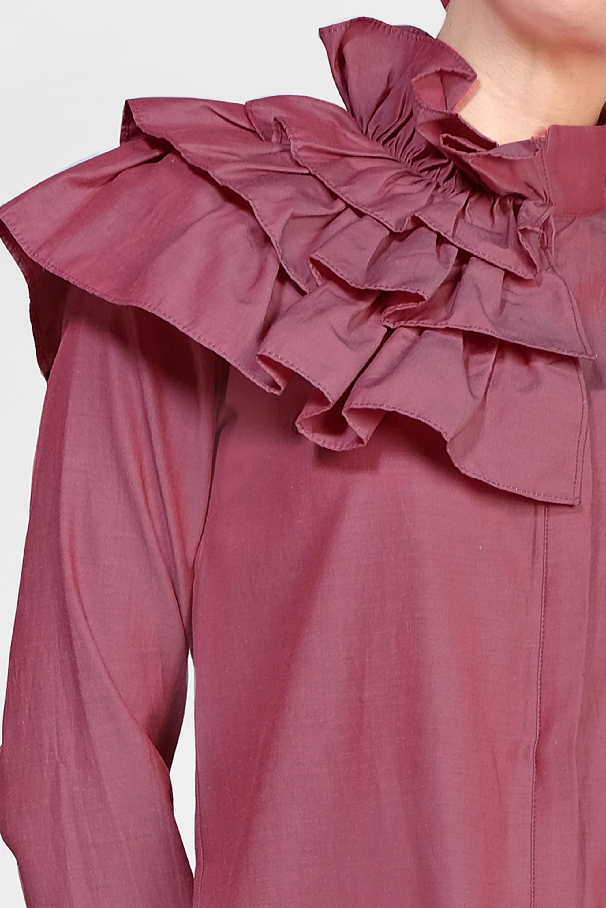 Tesettür giyim BORDO KAT KAT DETAYLI PAMUKLU TUNİK 4399