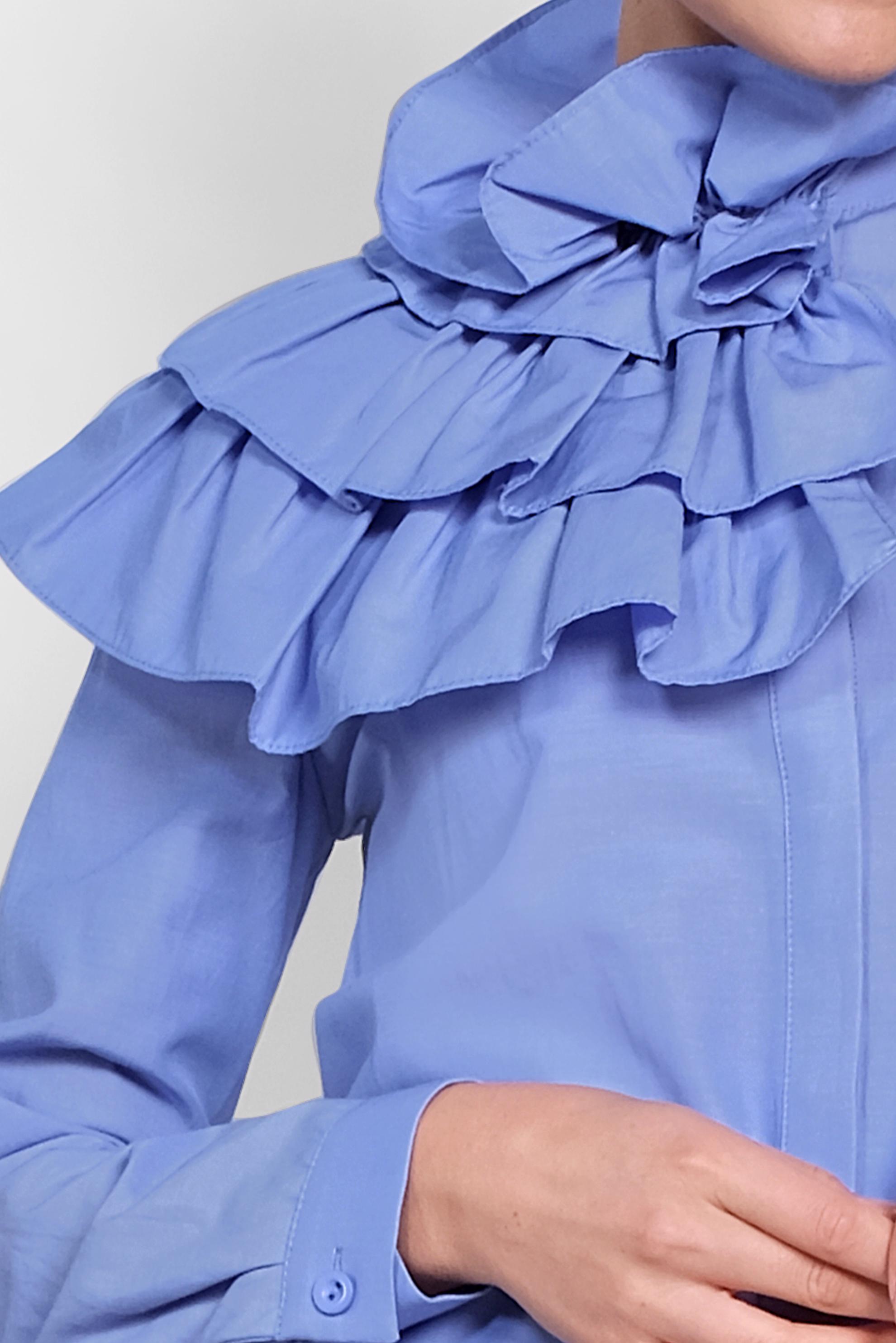 Tesettür giyim MAVİ KAT KAT DETAYLI PAMUKLU TUNİK 4399