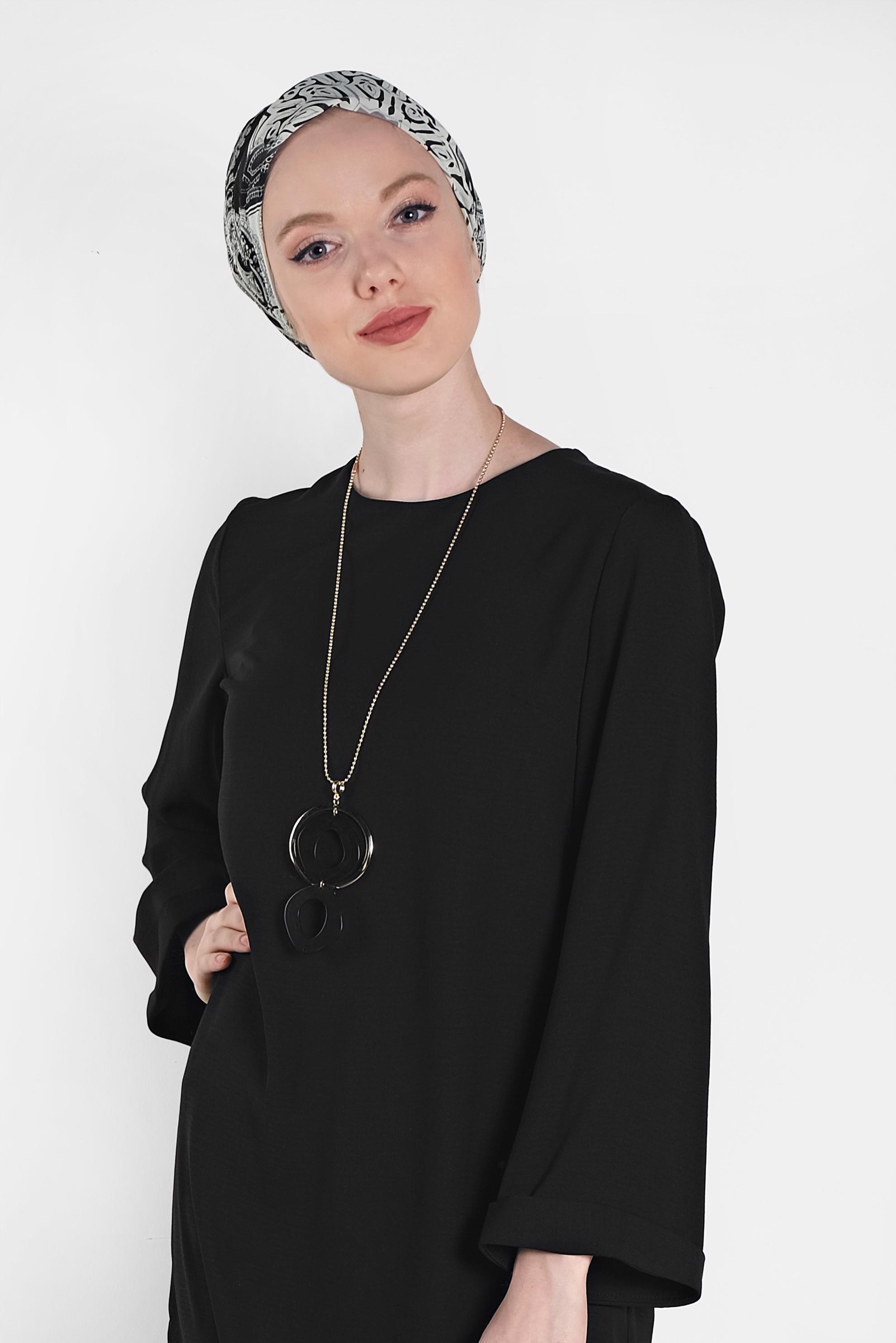 Tesettür giyim SİYAH ASİMETRİK KESİM TUNİK 4414