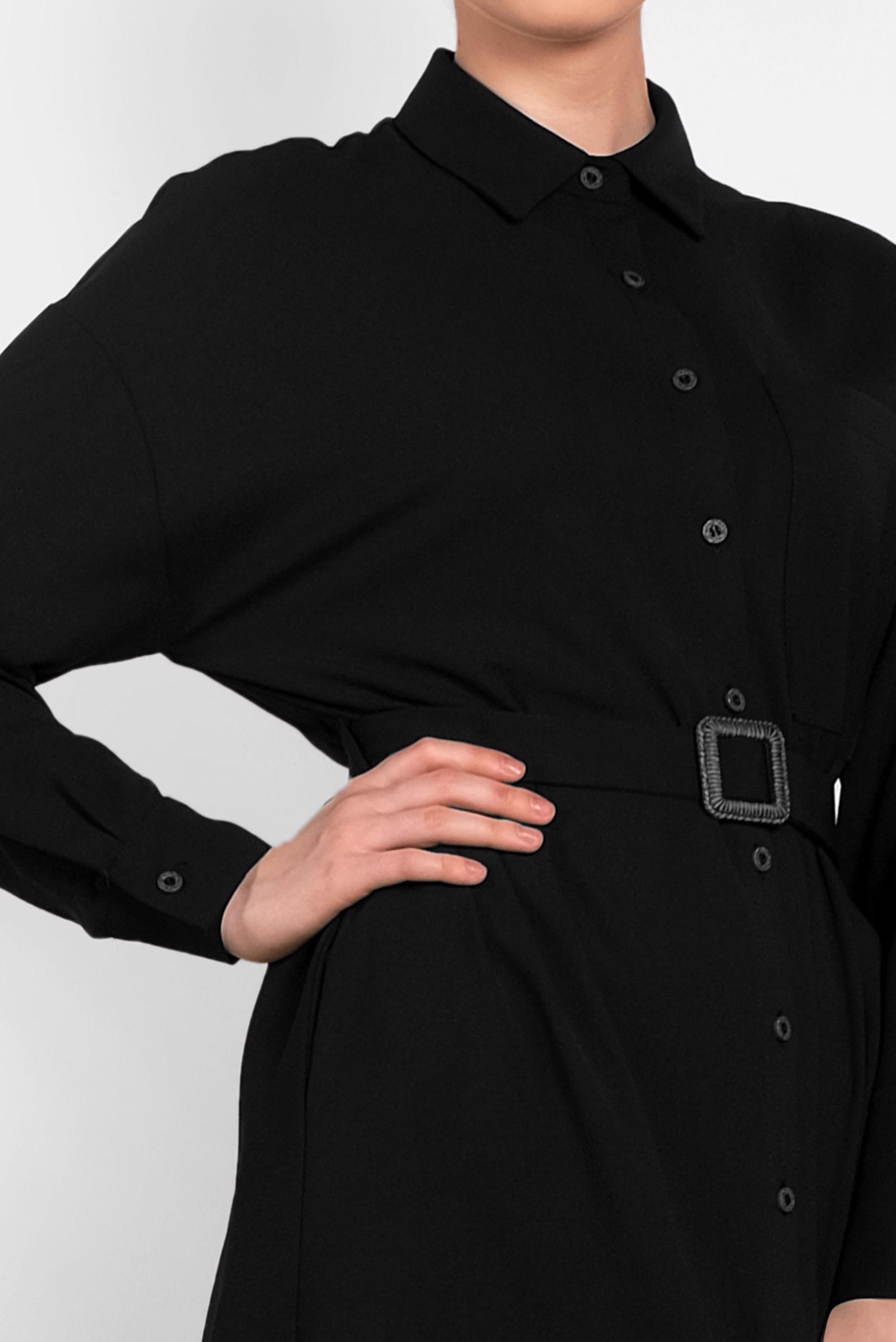 Tesettür giyim SİYAH KEMER DETAYLI UZUN TUNİK 4416 