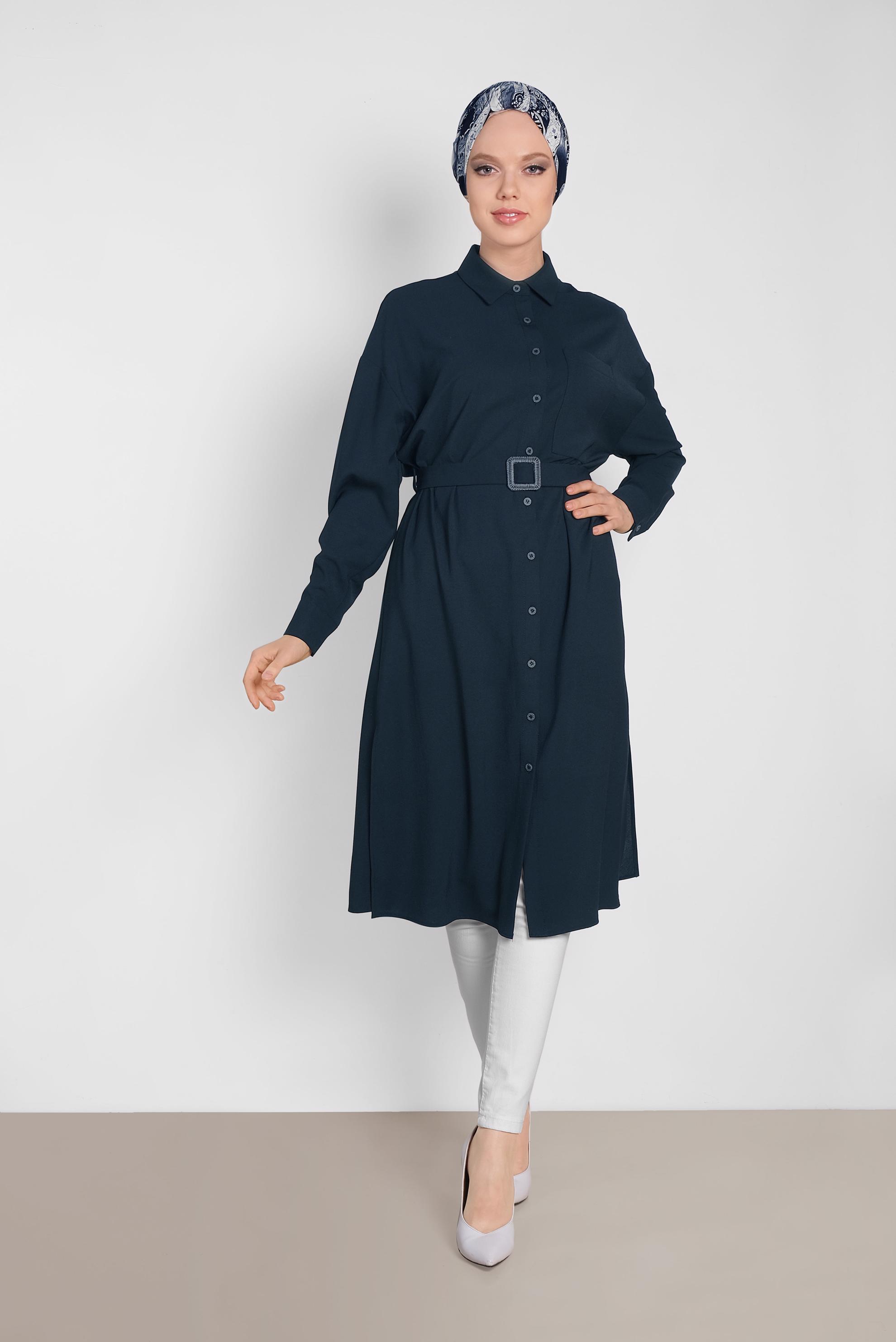 Tesettür giyim LACİVERT 4416 8210 TUNİK 36/44 TEK40