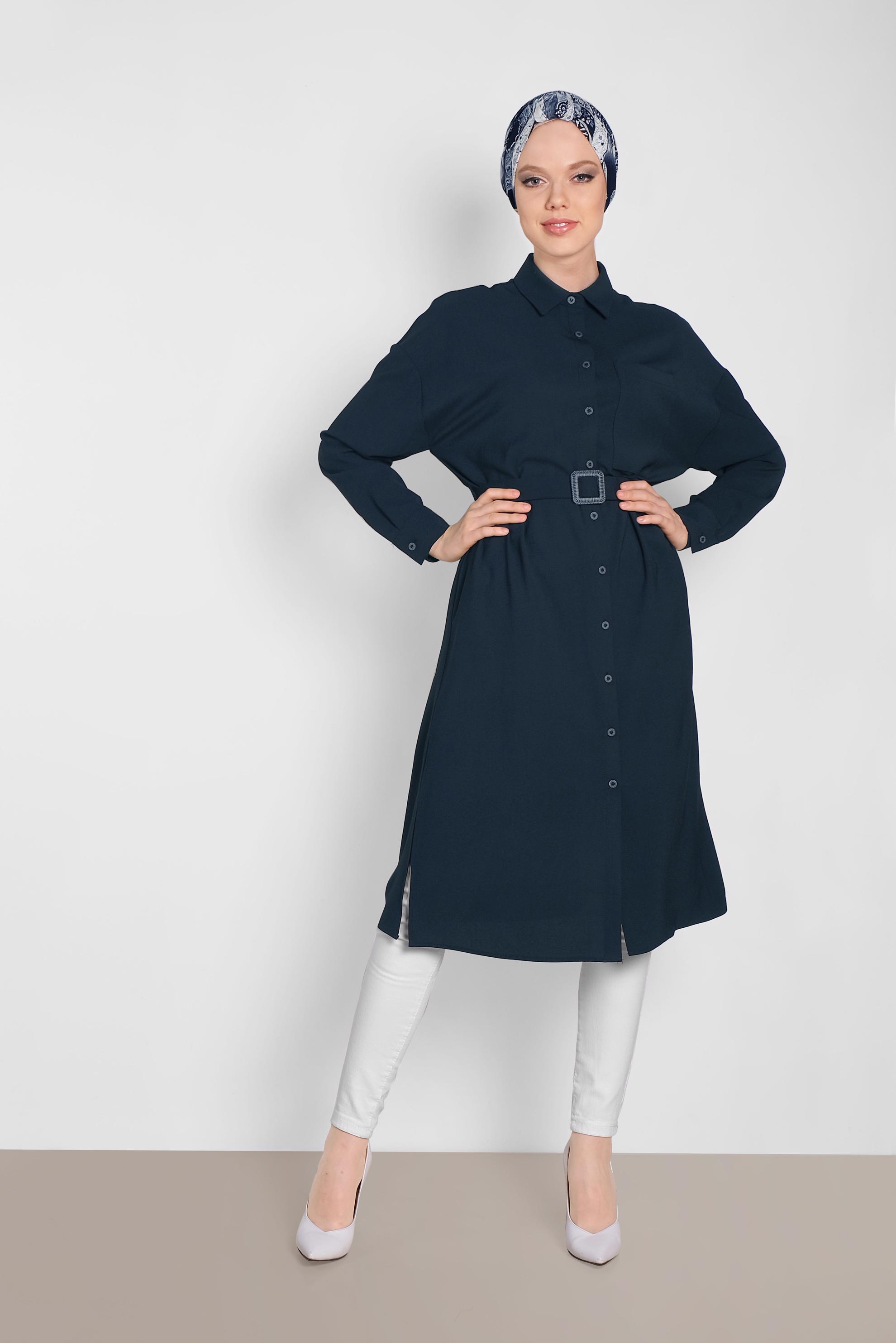 Tesettür giyim LACİVERT 4416 8210 TUNİK 36/44 TEK40