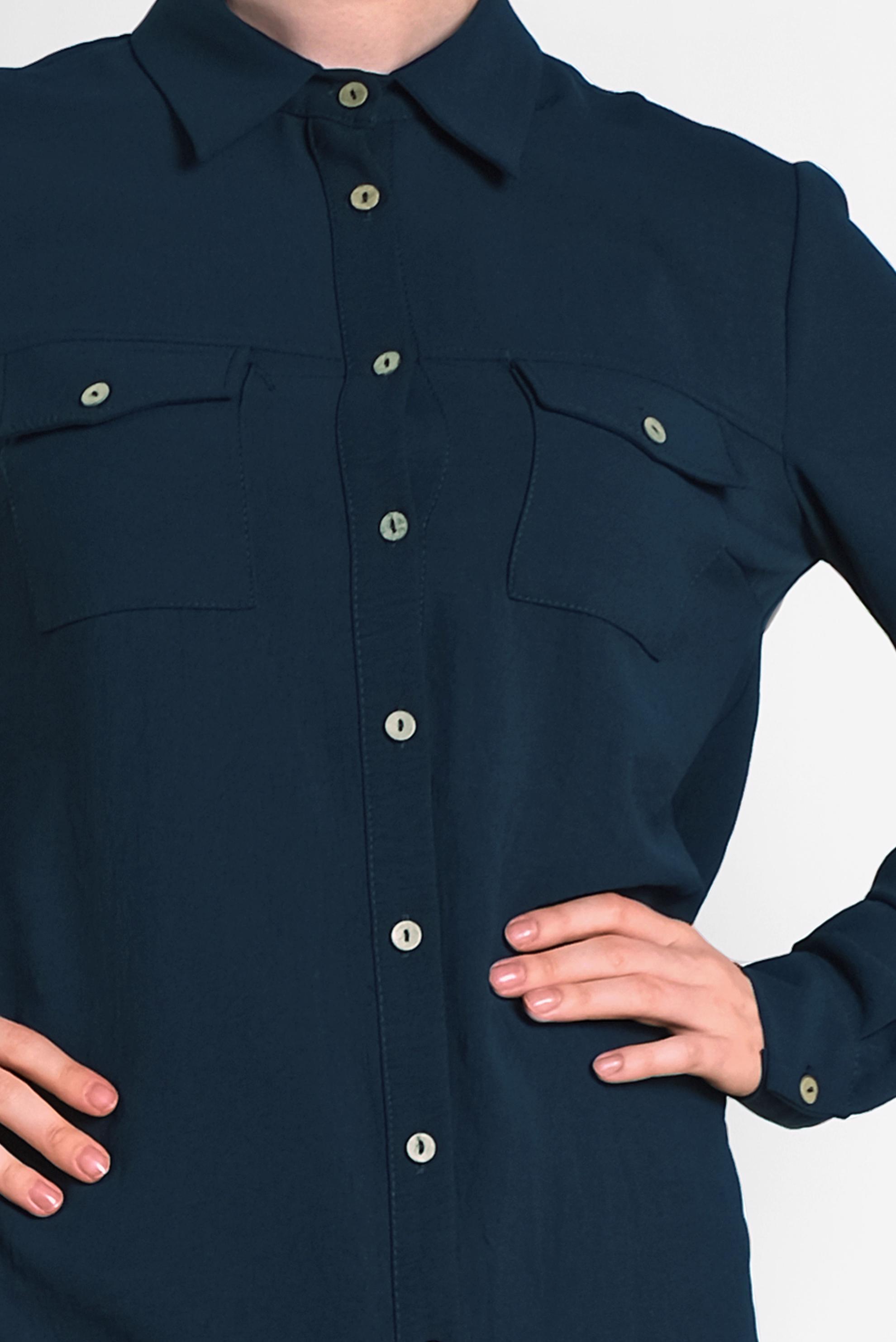 Tesettür giyim LACİVERT CEP DETAYLI DÜĞMELİ TUNİK 4418 