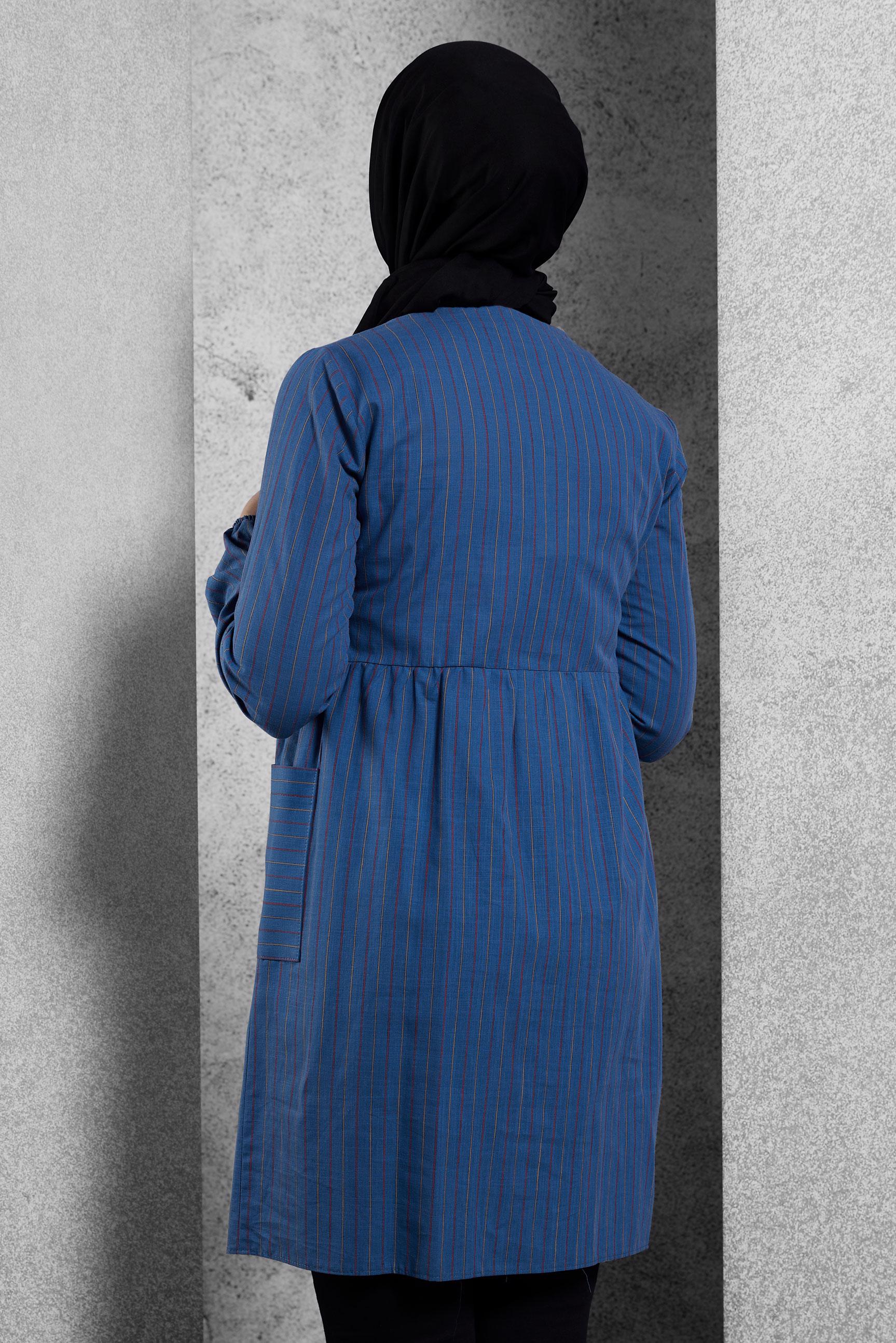 Tesettür giyim LACİVERT ÇİZGİLİ TUNİK 4440