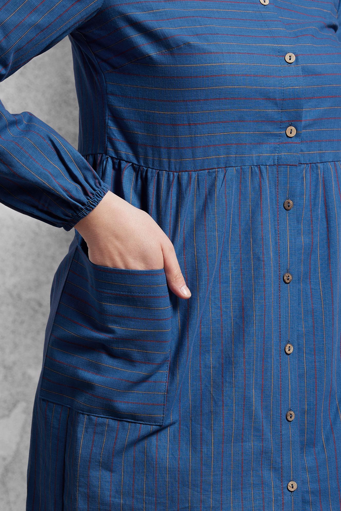 Tesettür giyim LACİVERT ÇİZGİLİ TUNİK 4440