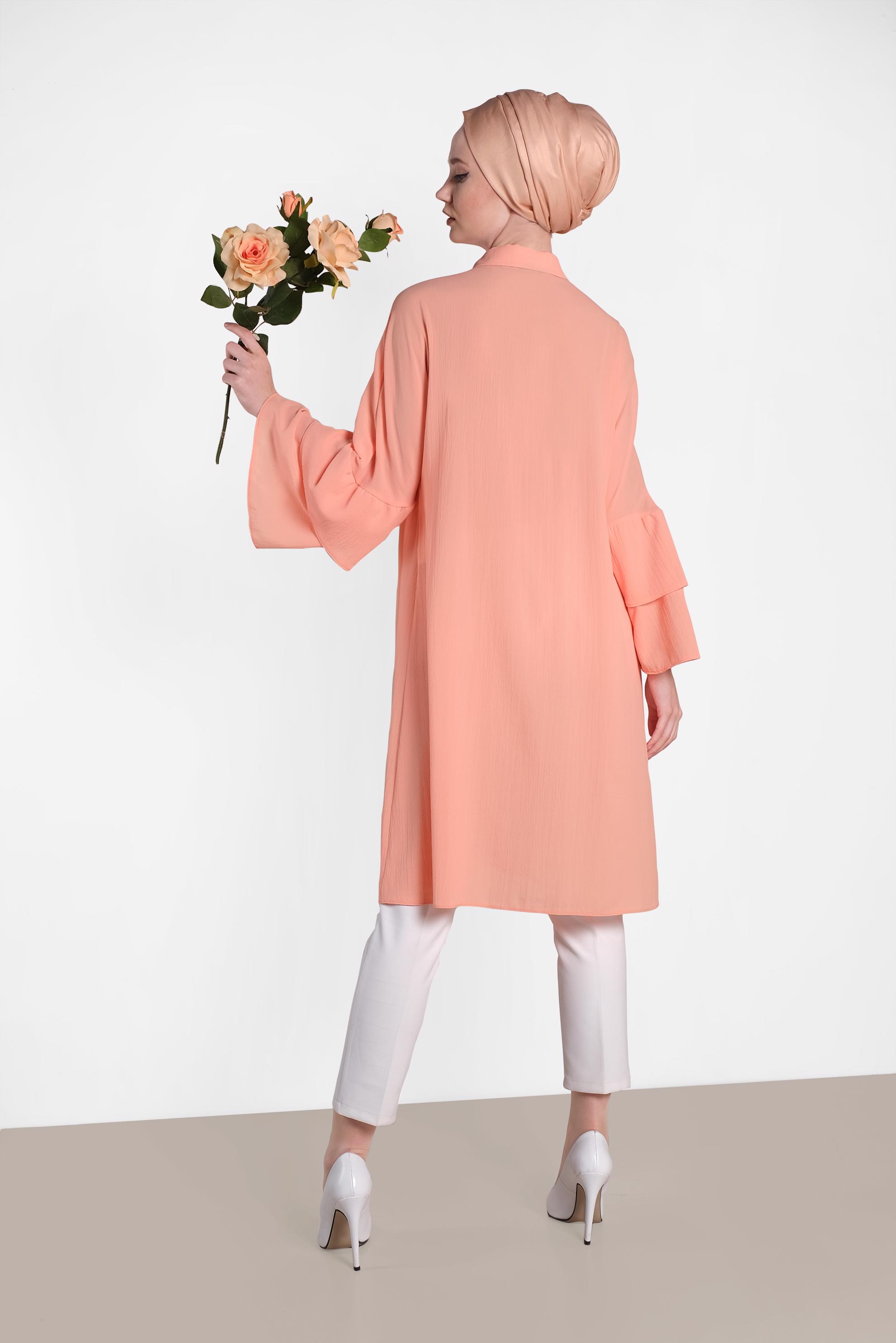 Tesettür giyim PUDRA NAKIŞ DETAYLI TUNİK 4444