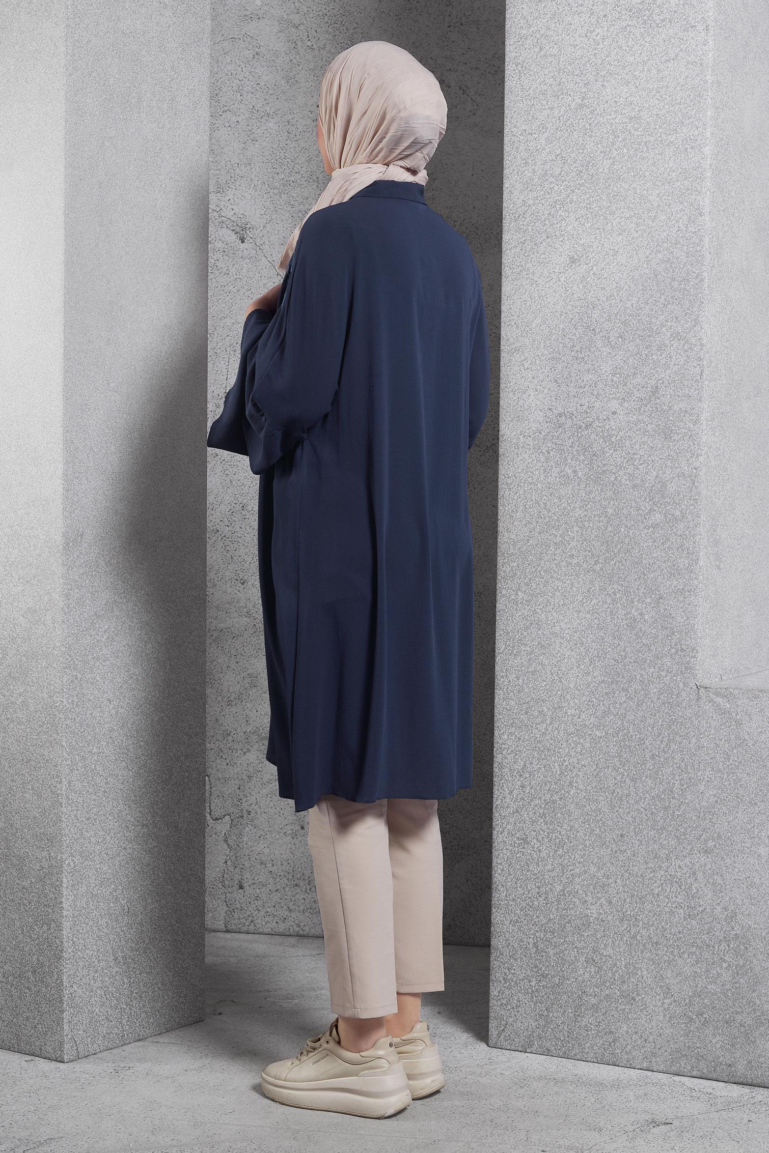 Hijab clothing NAVY BLUE EMBROIDERED TUNIC 4444