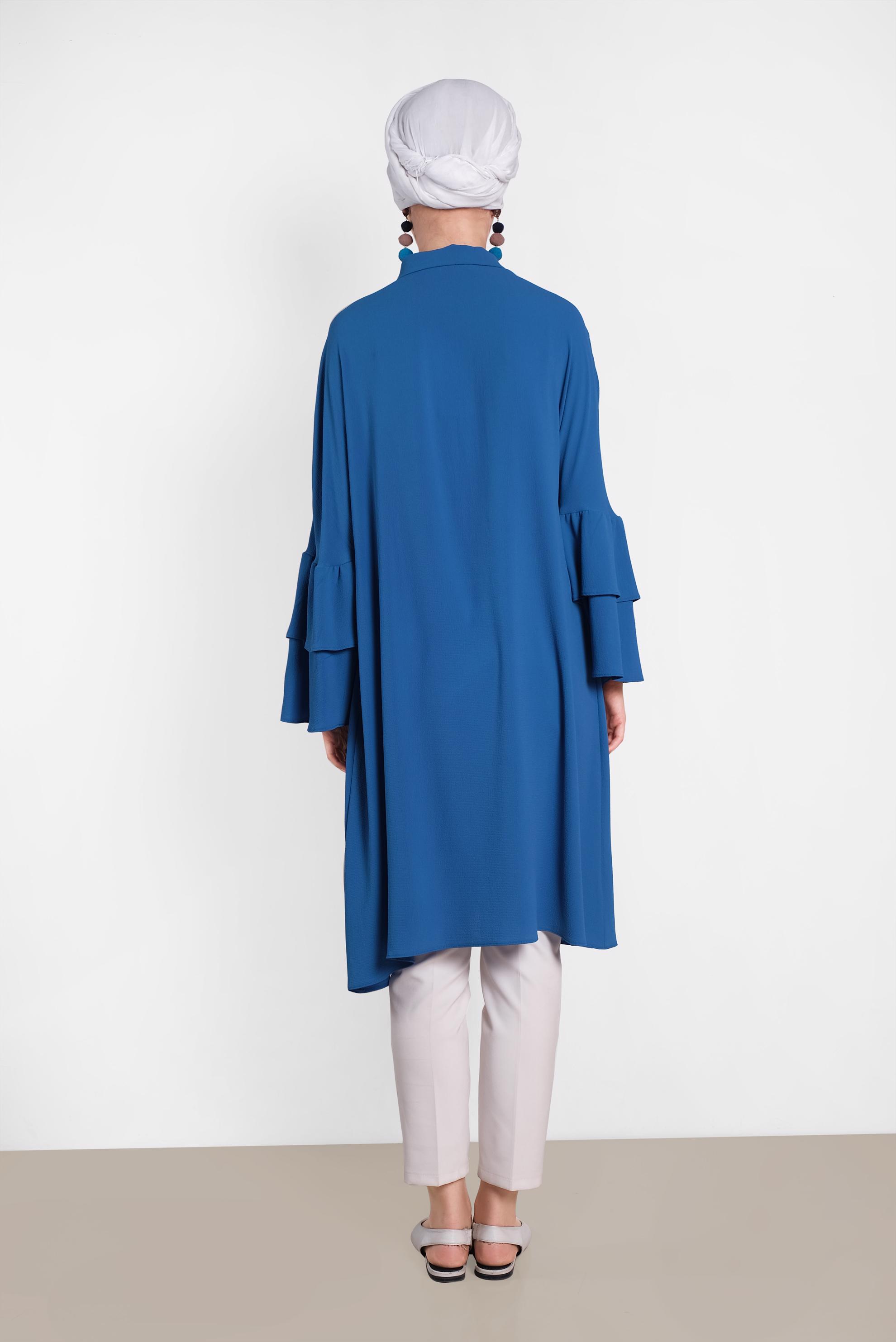 Tesettür giyim LACİVERT NAKIŞ DETAYLI TUNİK 4444