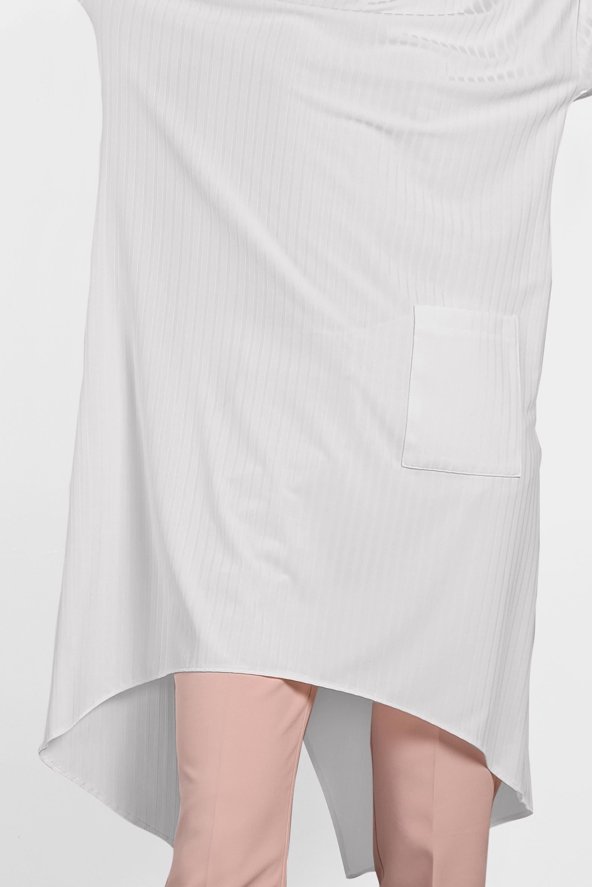 Tesettür giyim BEYAZ CEP DETAYLI ASİMETRİK KESİM TUNİK 4448