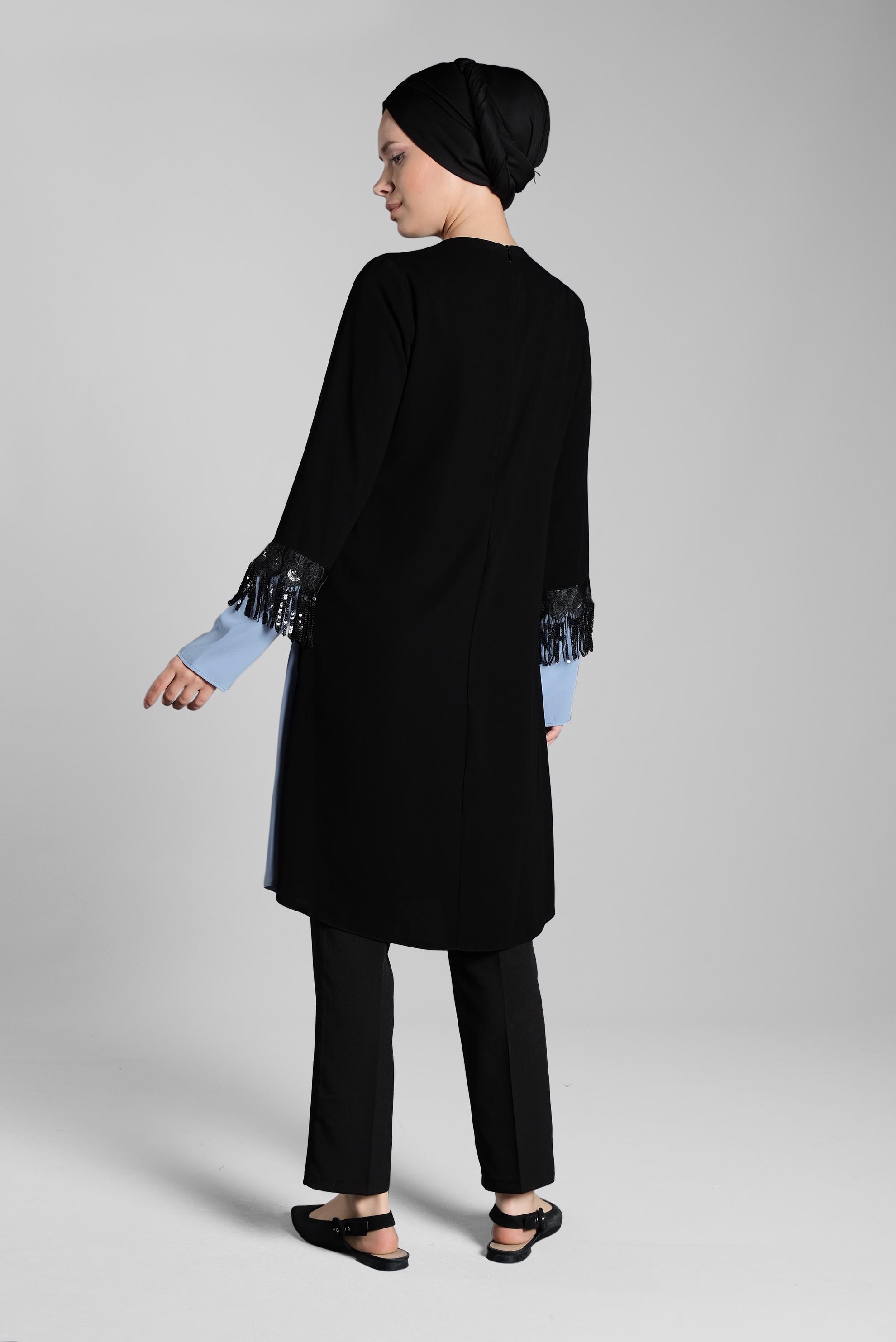 Tesettür giyim LACİVERT PÜSKÜL DETAYLI TUNİK 4502 