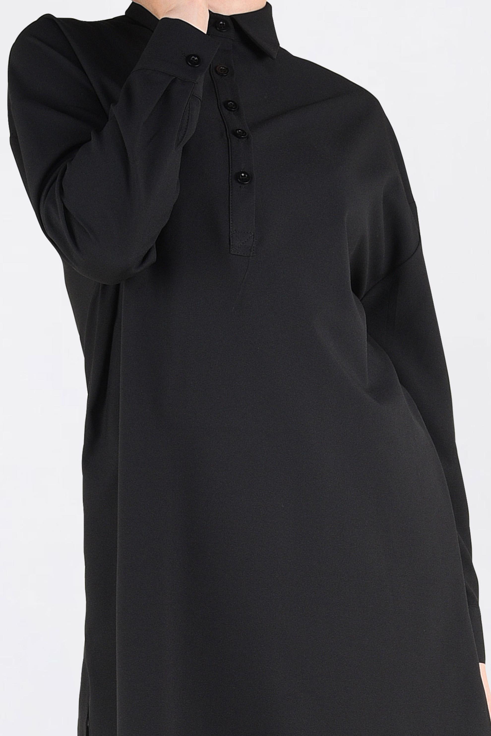 Tesettür giyim SİYAH ÖNDEN YARIM DÜĞMELİ TUNİK 4705