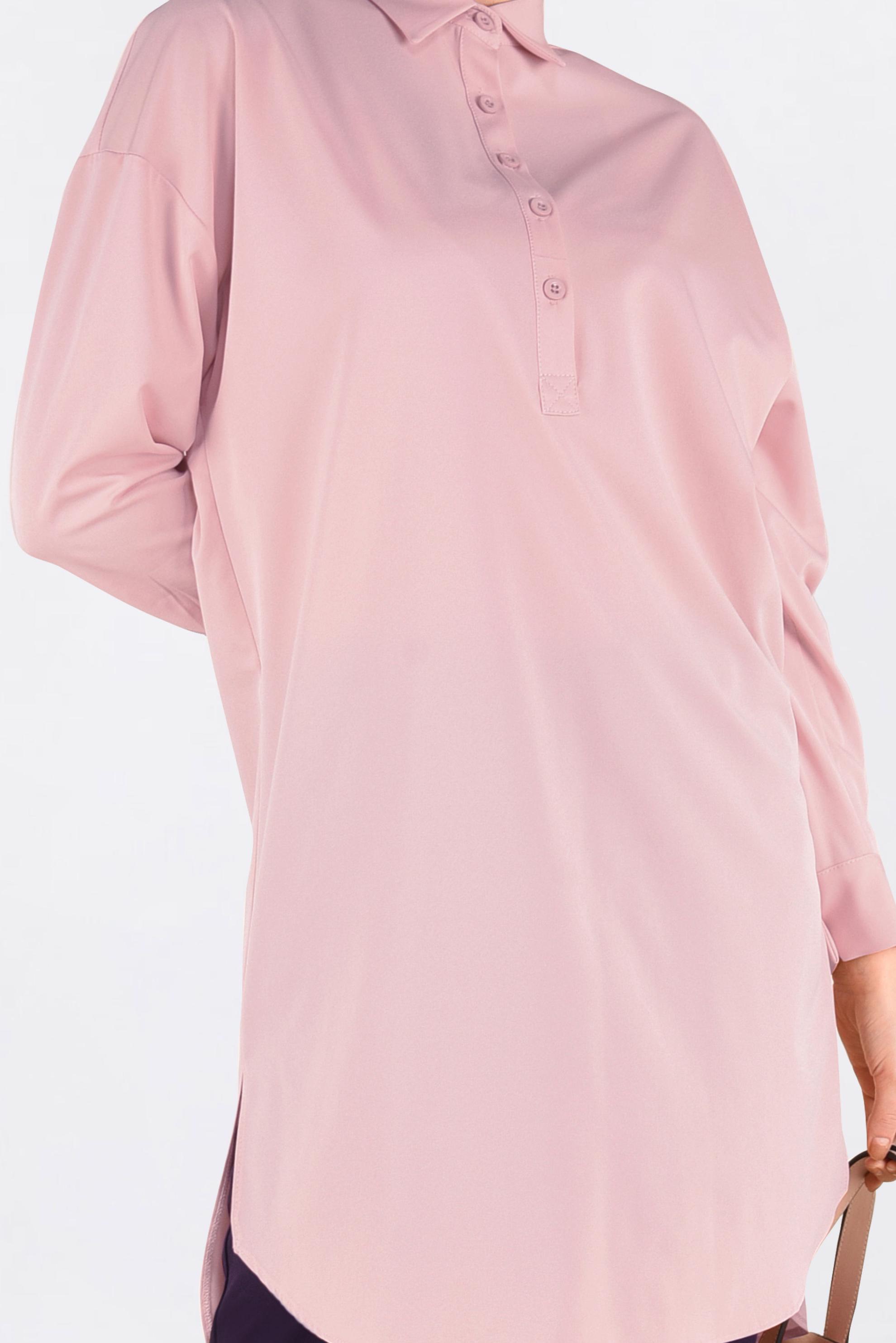 Tesettür giyim PUDRA ÖNDEN YARIM DÜĞMELİ TUNİK 4705