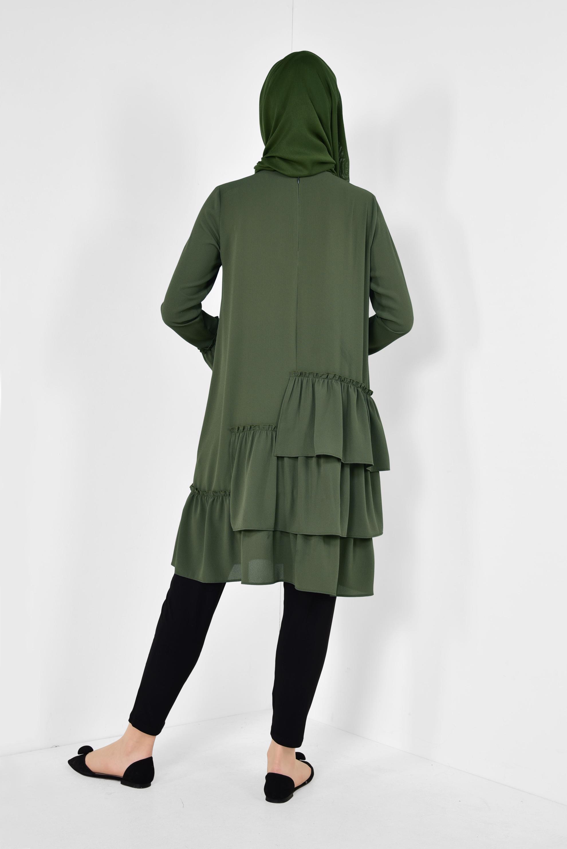Hijab clothing KHAKI Frilly Tunic 4850 