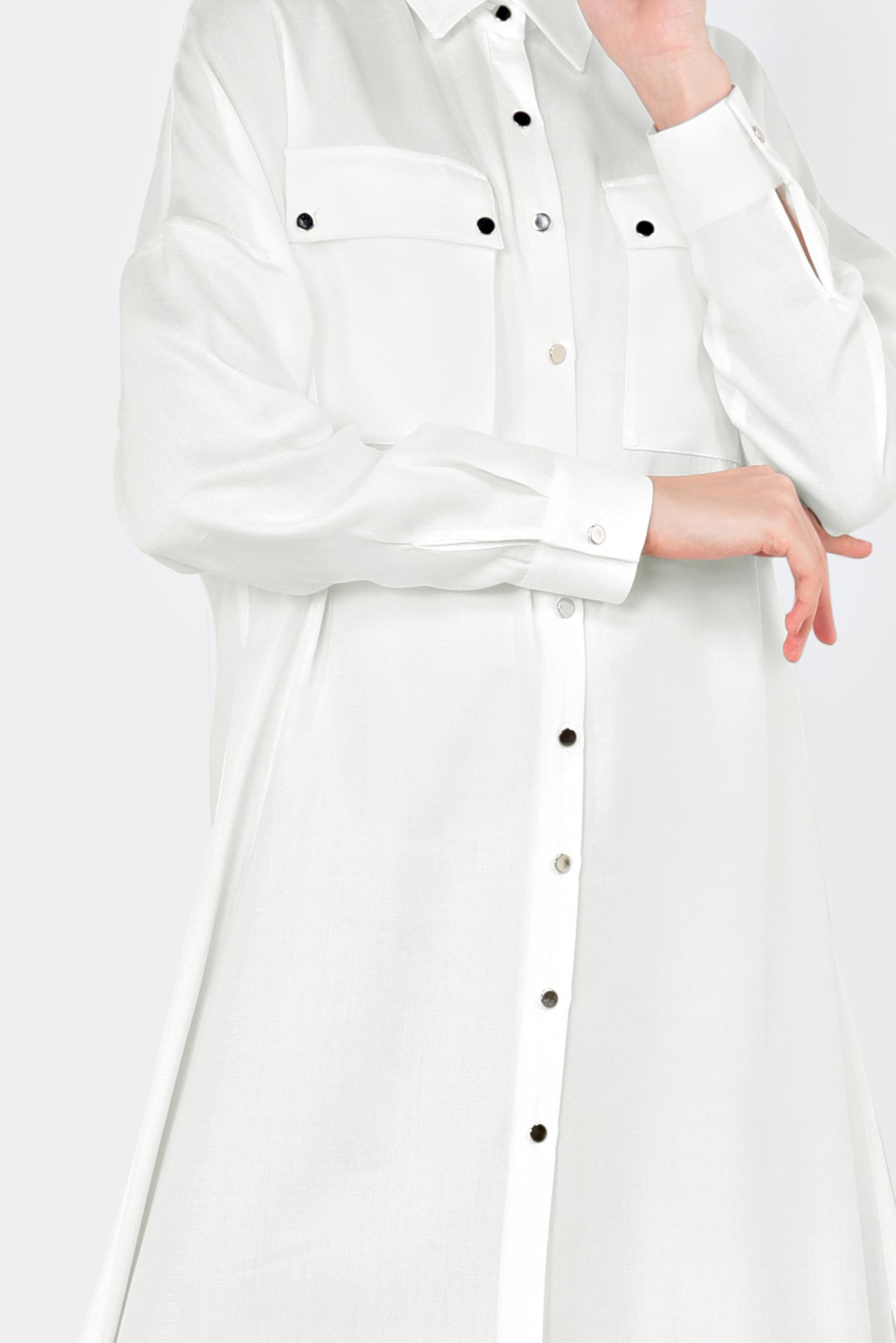 Tesettür giyim BEYAZ ÇITÇITLI ASİMETRİK TUNİK 4855