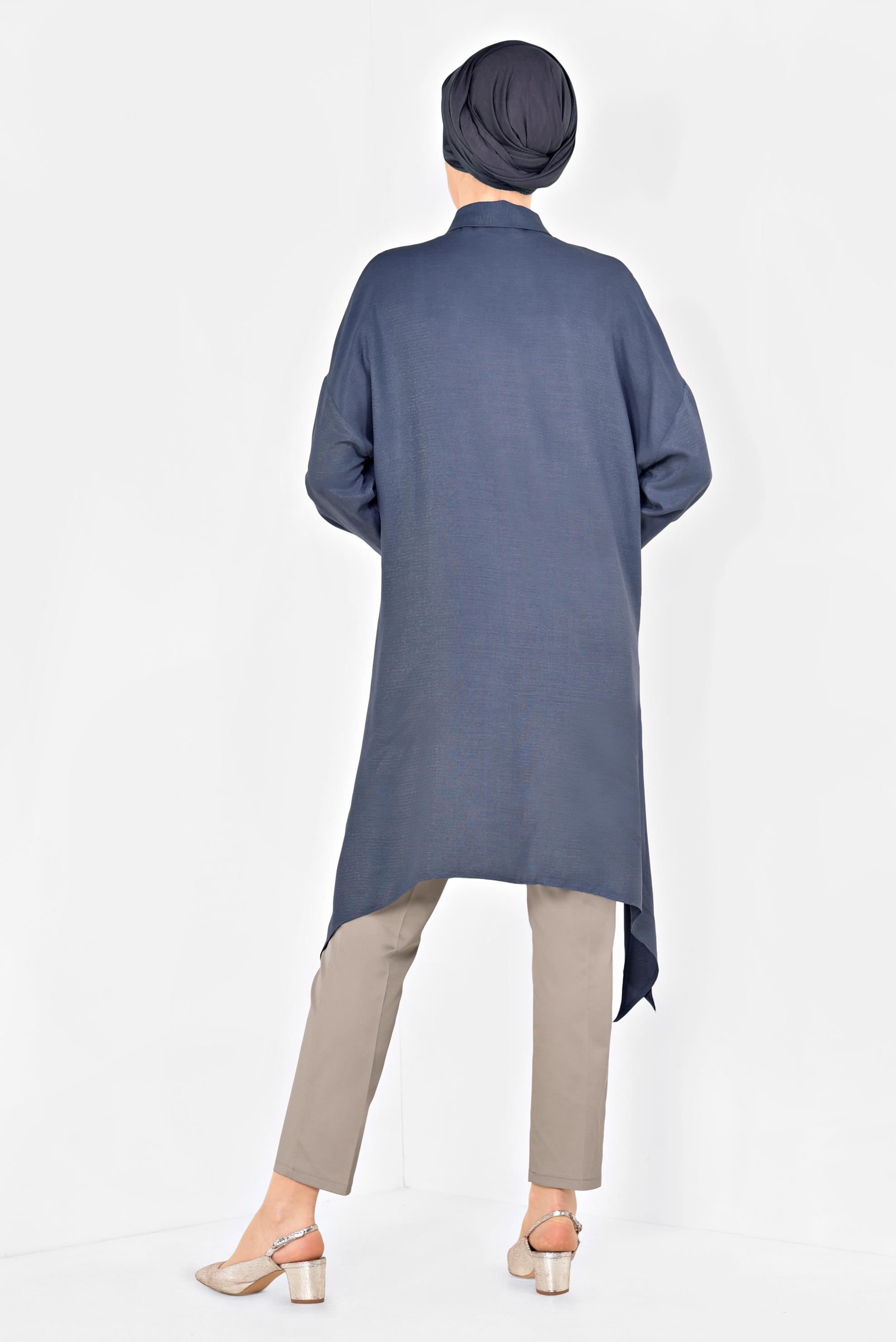 Hijab clothing GREY SNAP FASTENER TUNIC 4855