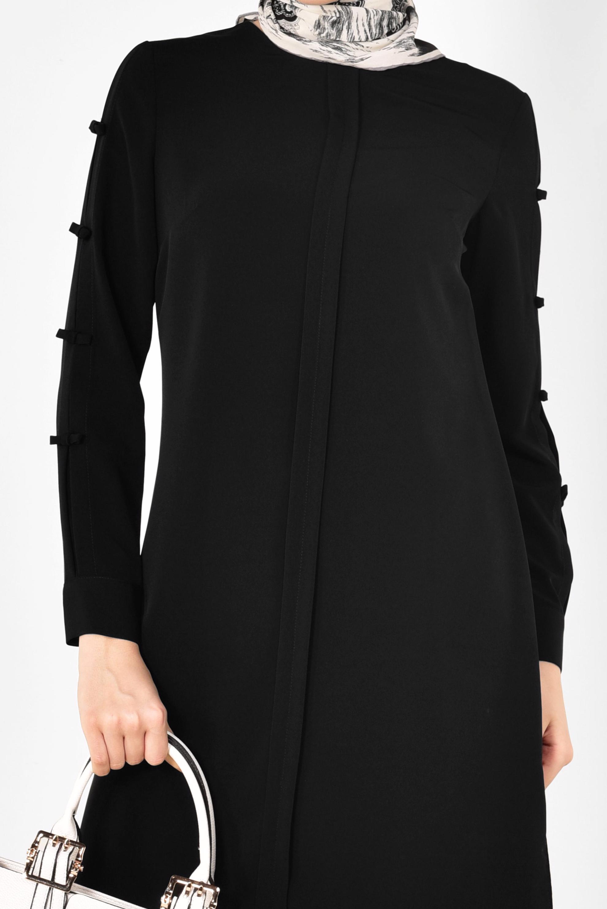 Tesettür giyim SİYAH ASİMETRİK KESİM UZUN TUNİK 4861