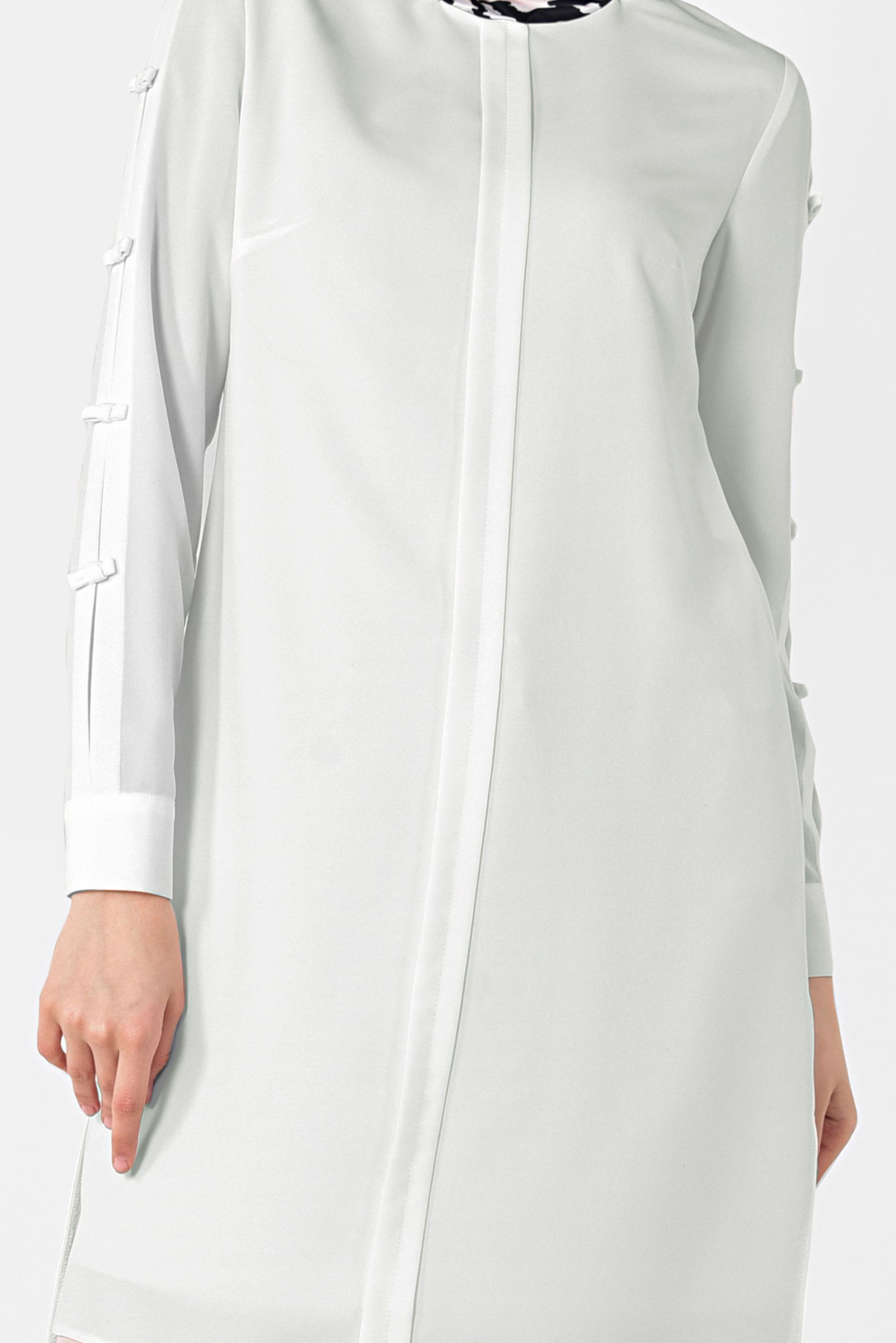 Tesettür giyim BEYAZ ASİMETRİK KESİM UZUN TUNİK 4861