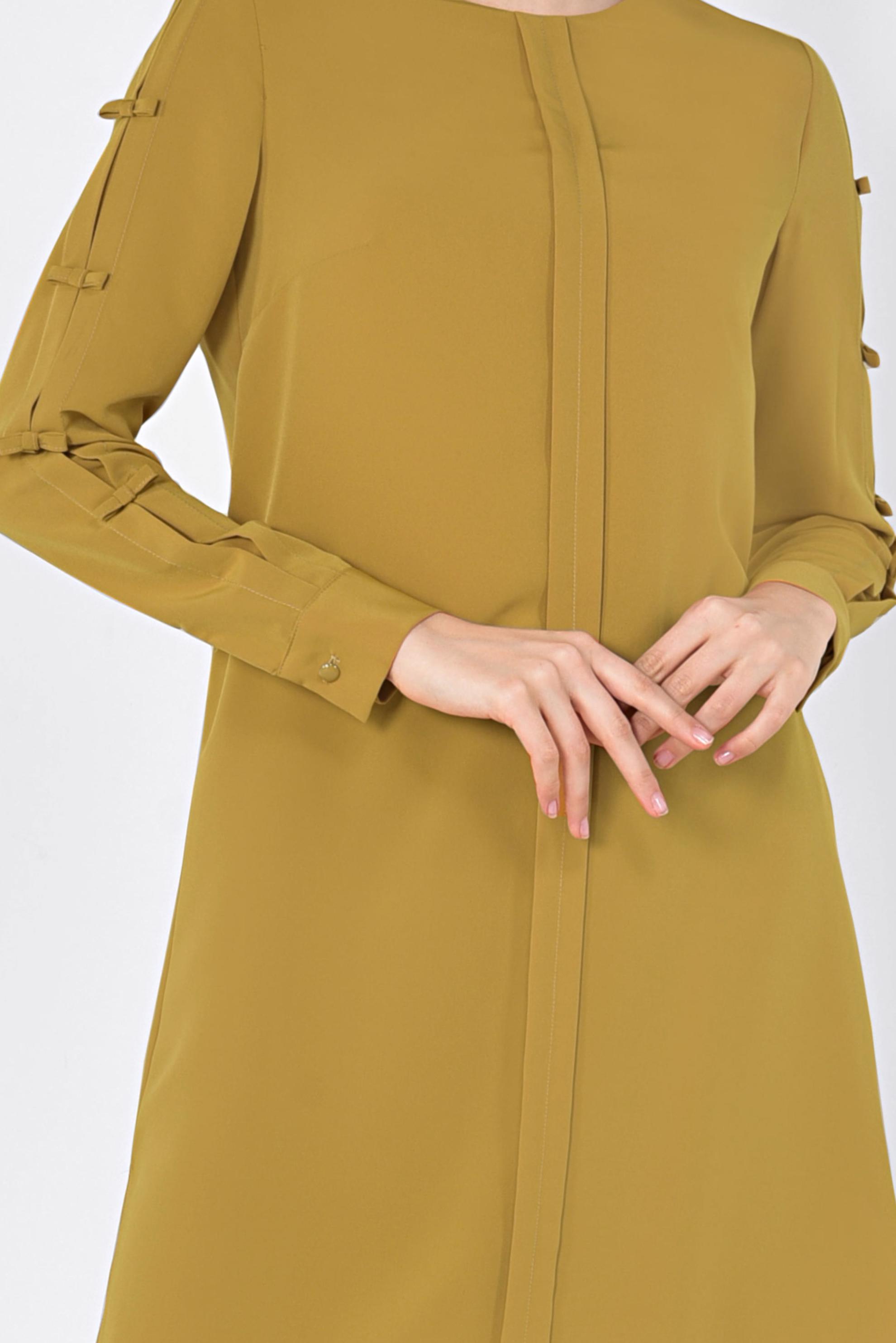 Tesettür giyim SARI ASİMETRİK KESİM UZUN TUNİK 4861