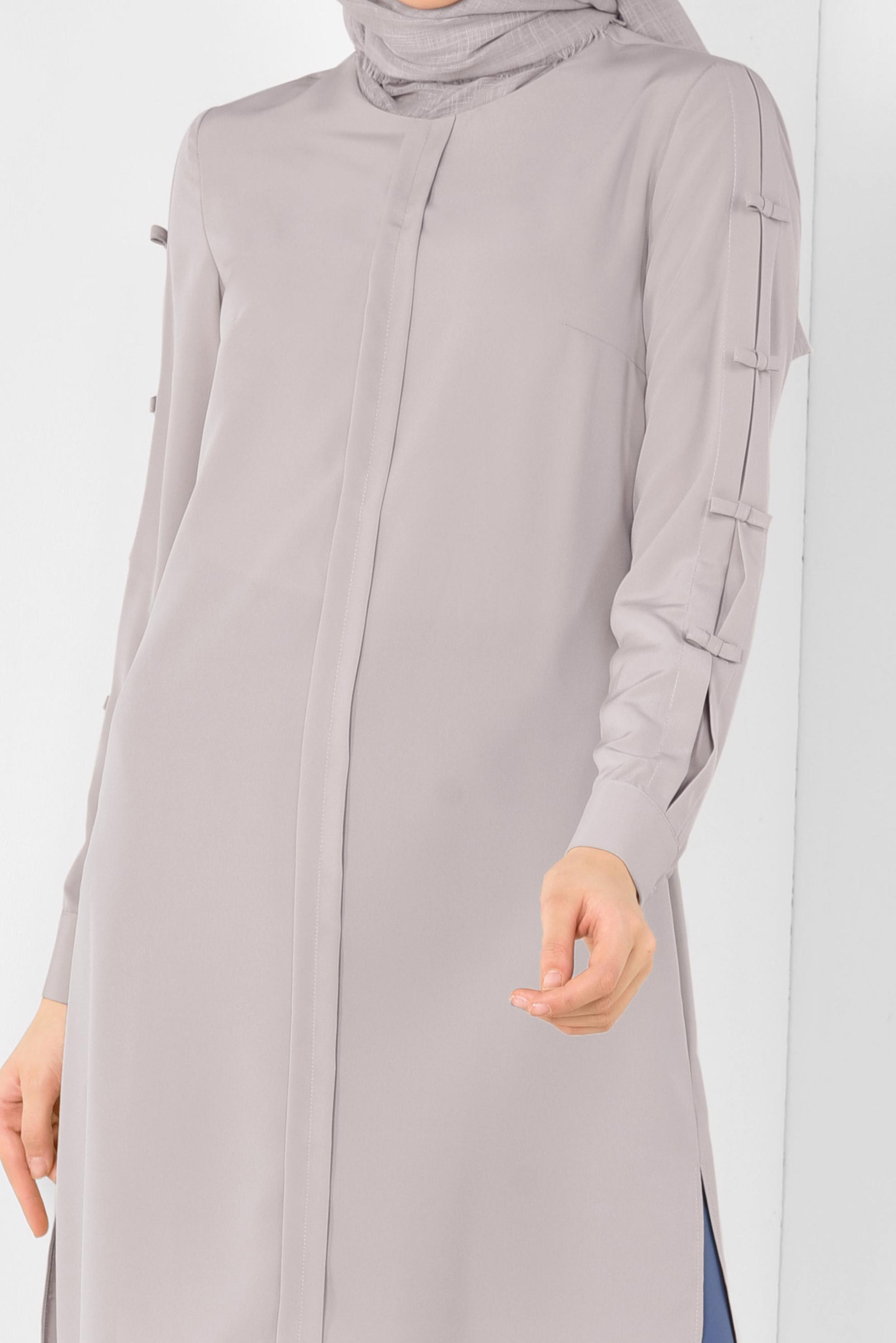 Tesettür giyim BEJ ASİMETRİK KESİM UZUN TUNİK 4861