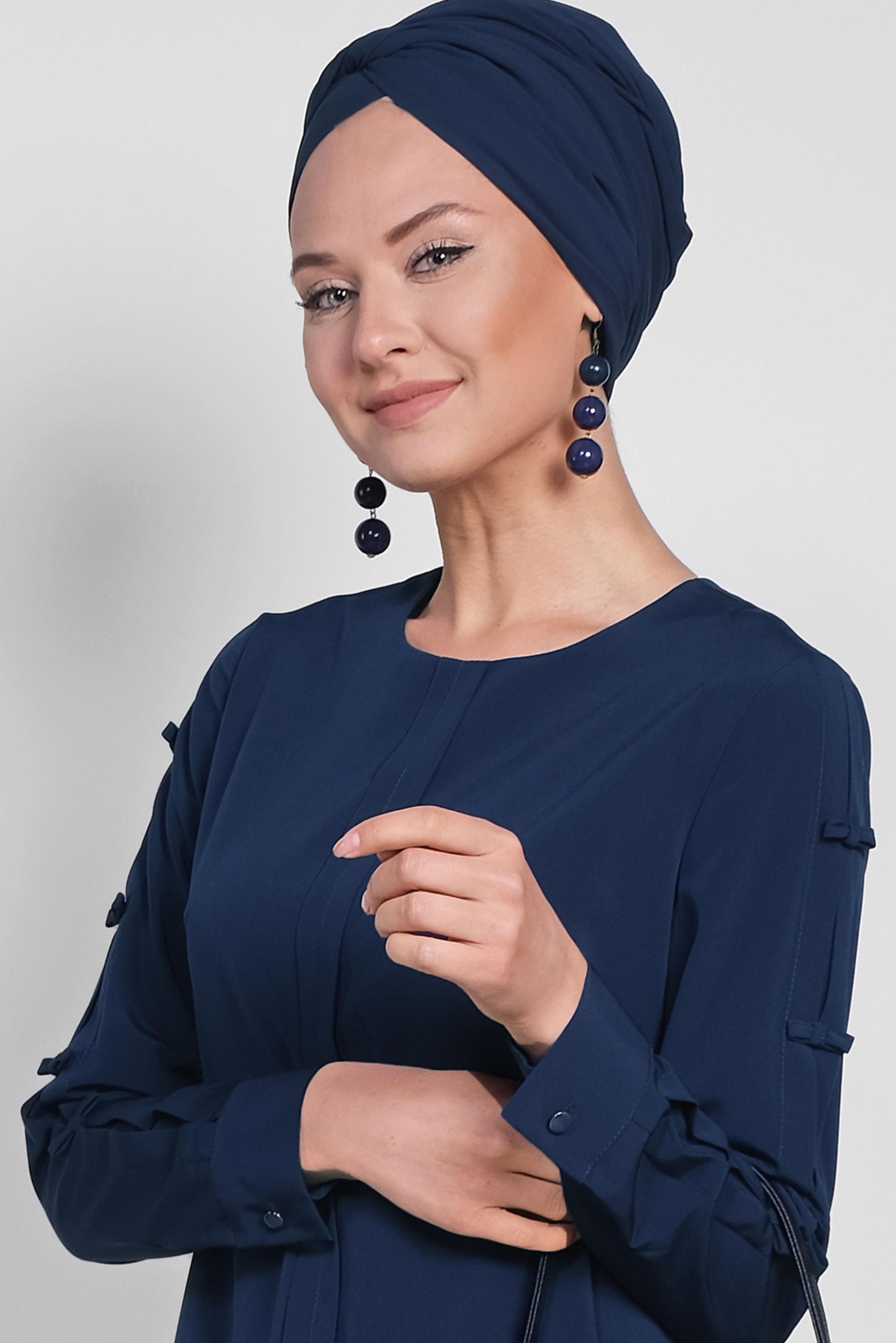 Tesettür giyim LACİVERT ASİMETRİK KESİM UZUN TUNİK 4861