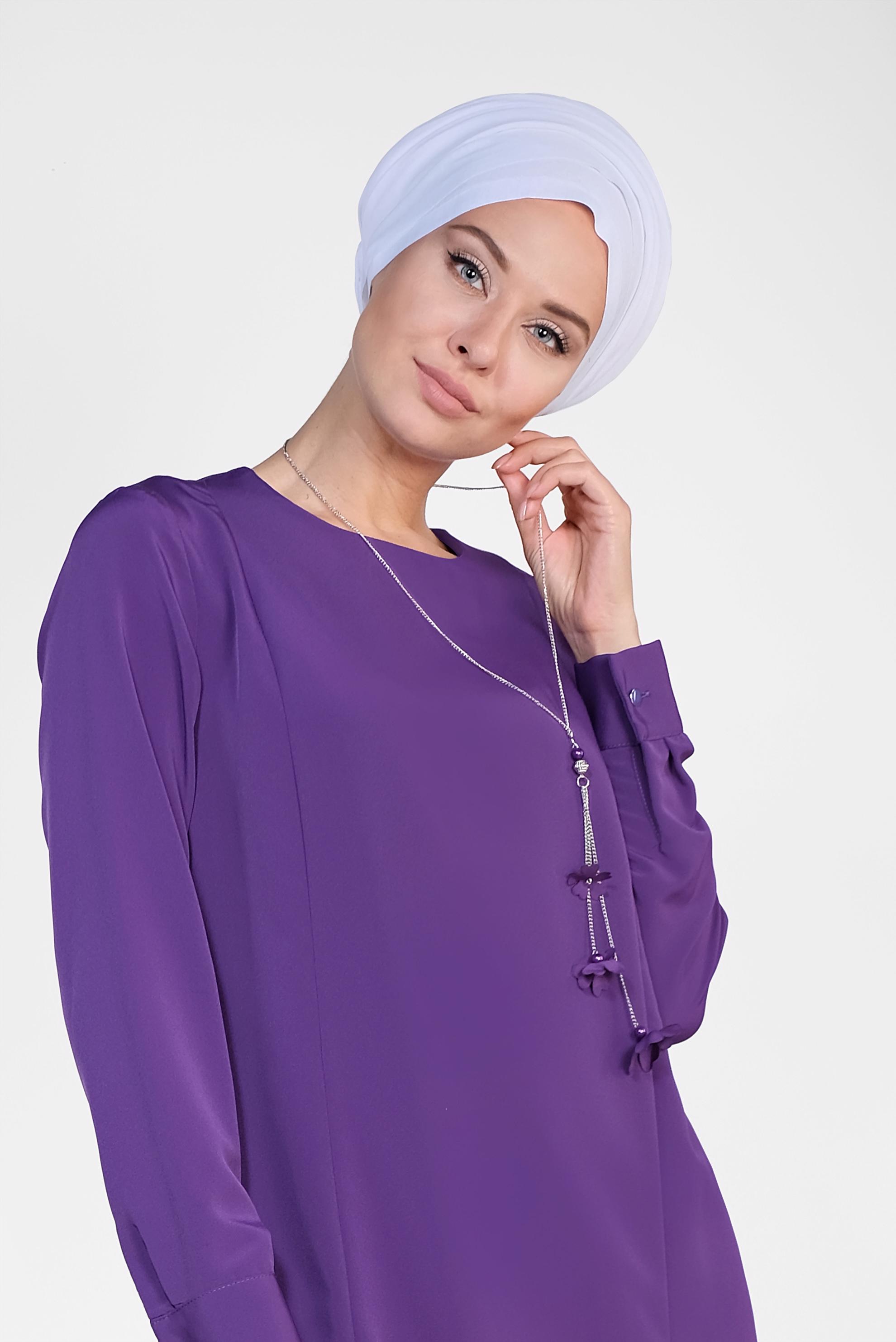 Tesettür giyim MOR ASİMETRİK KESİM TUNİK 4862