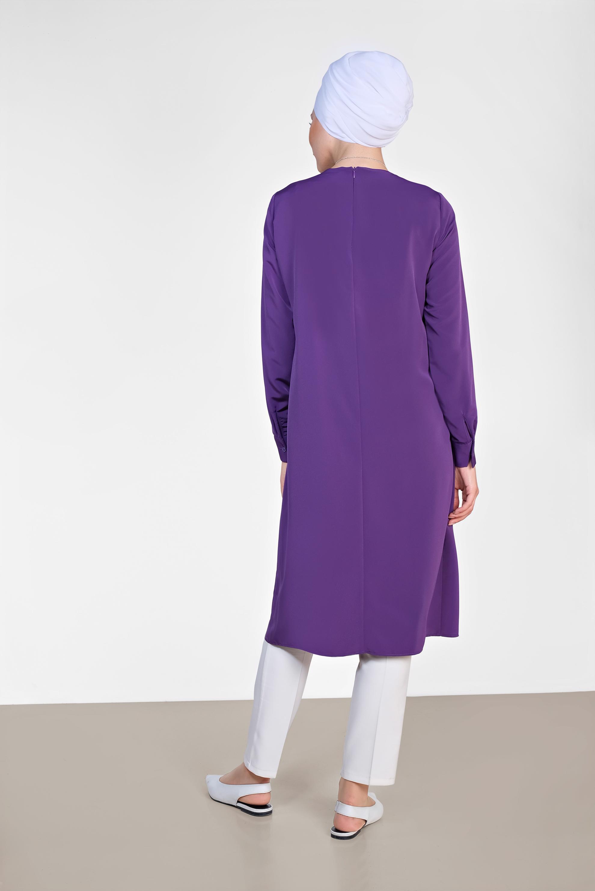 Tesettür giyim MOR ASİMETRİK KESİM TUNİK 4862