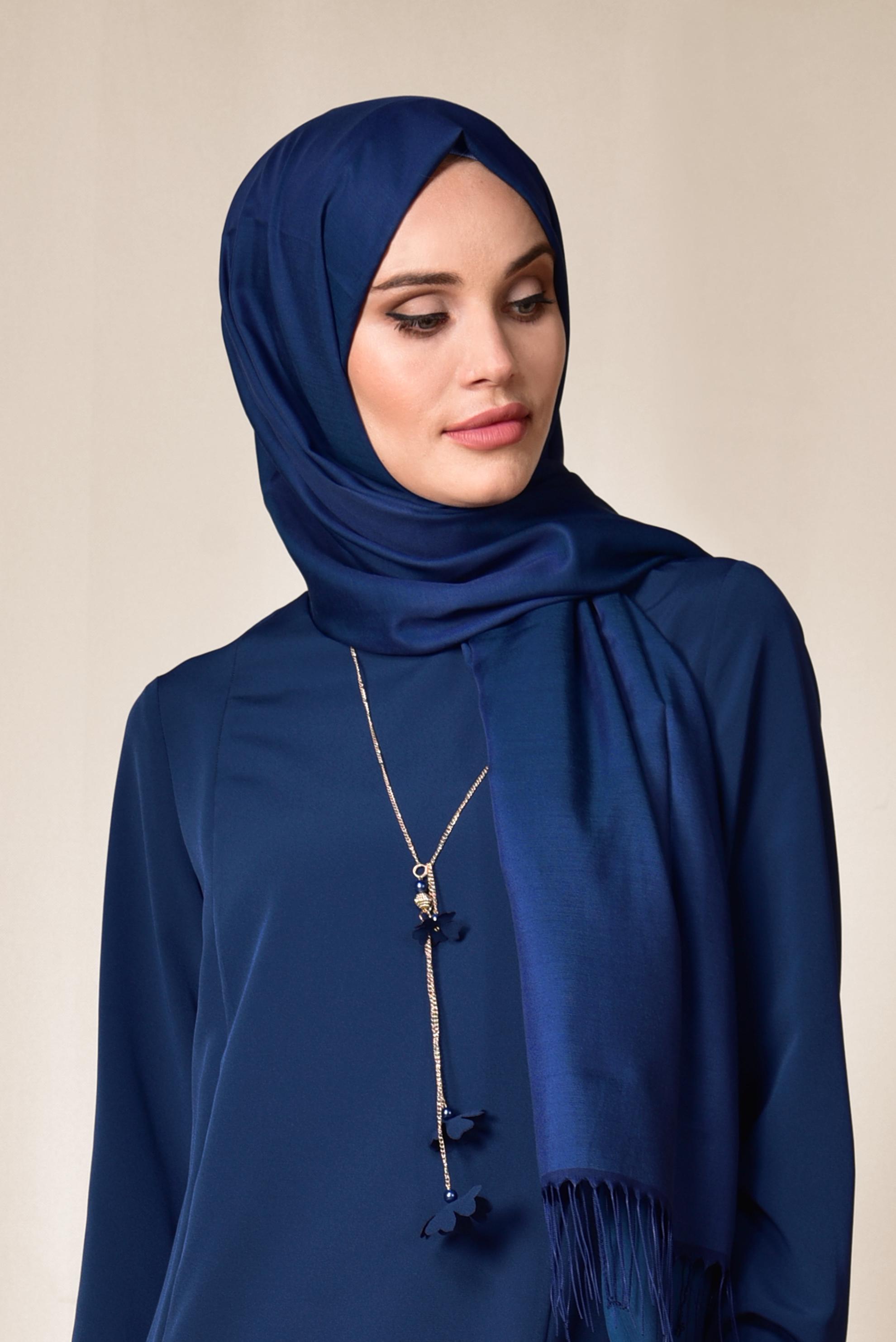 Tesettür giyim LACİVERT ASİMETRİK KESİM TUNİK 4862