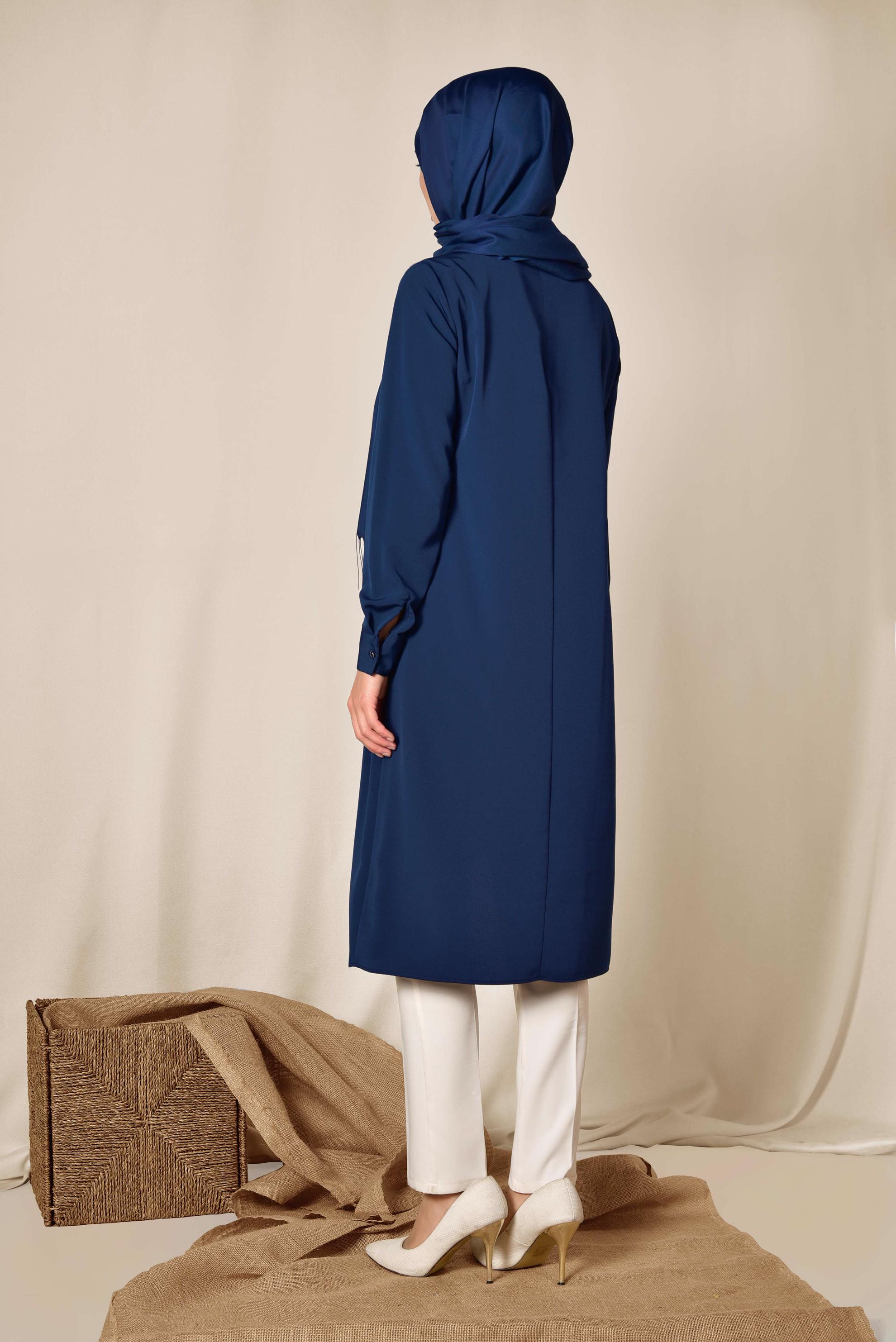 Tesettür giyim LACİVERT ASİMETRİK KESİM TUNİK 4862