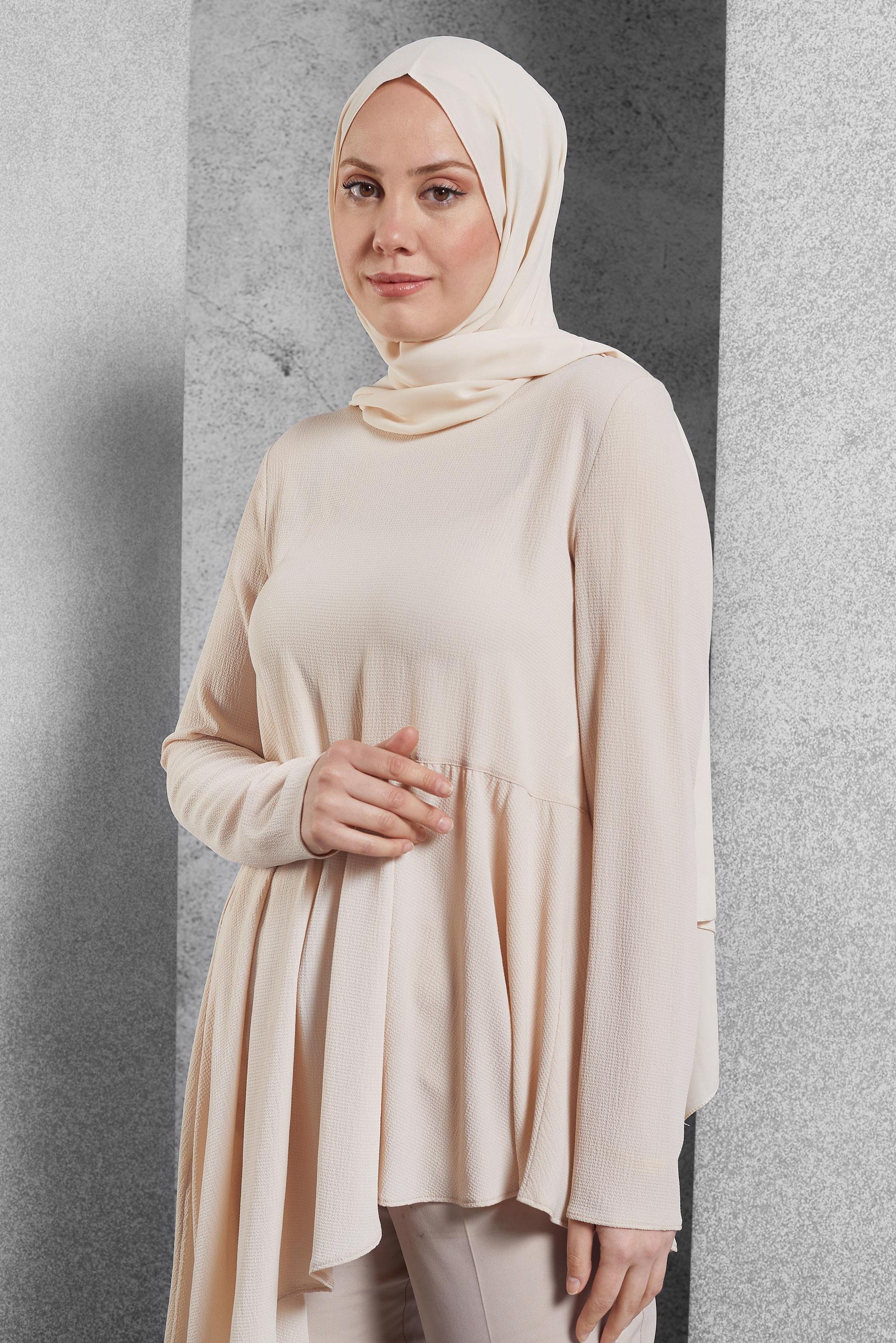 Hijab clothing BEIGE ASYMMETRIC CUT TUNIC 4864