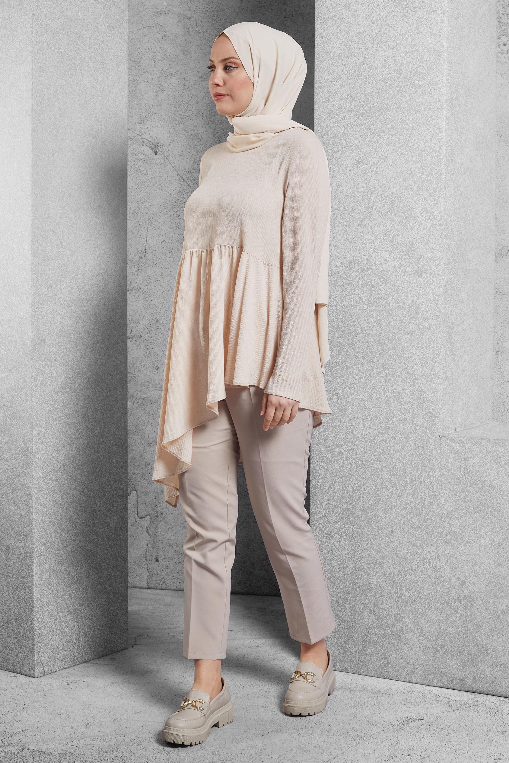 Hijab clothing BEIGE ASYMMETRIC CUT TUNIC 4864