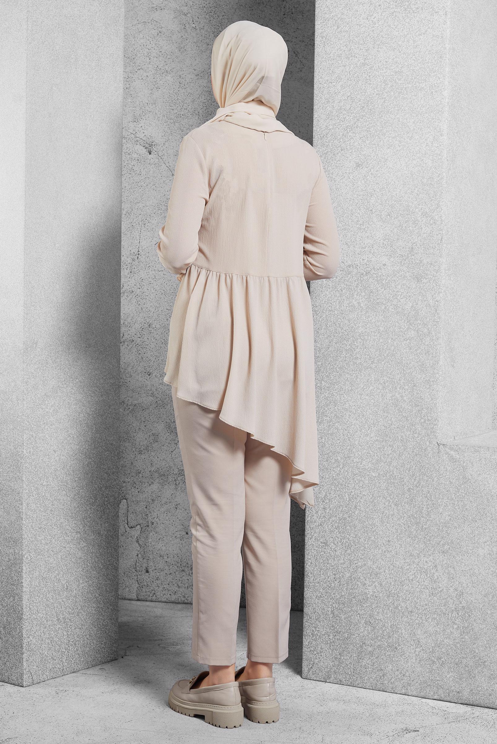 Hijab clothing BEIGE ASYMMETRIC CUT TUNIC 4864
