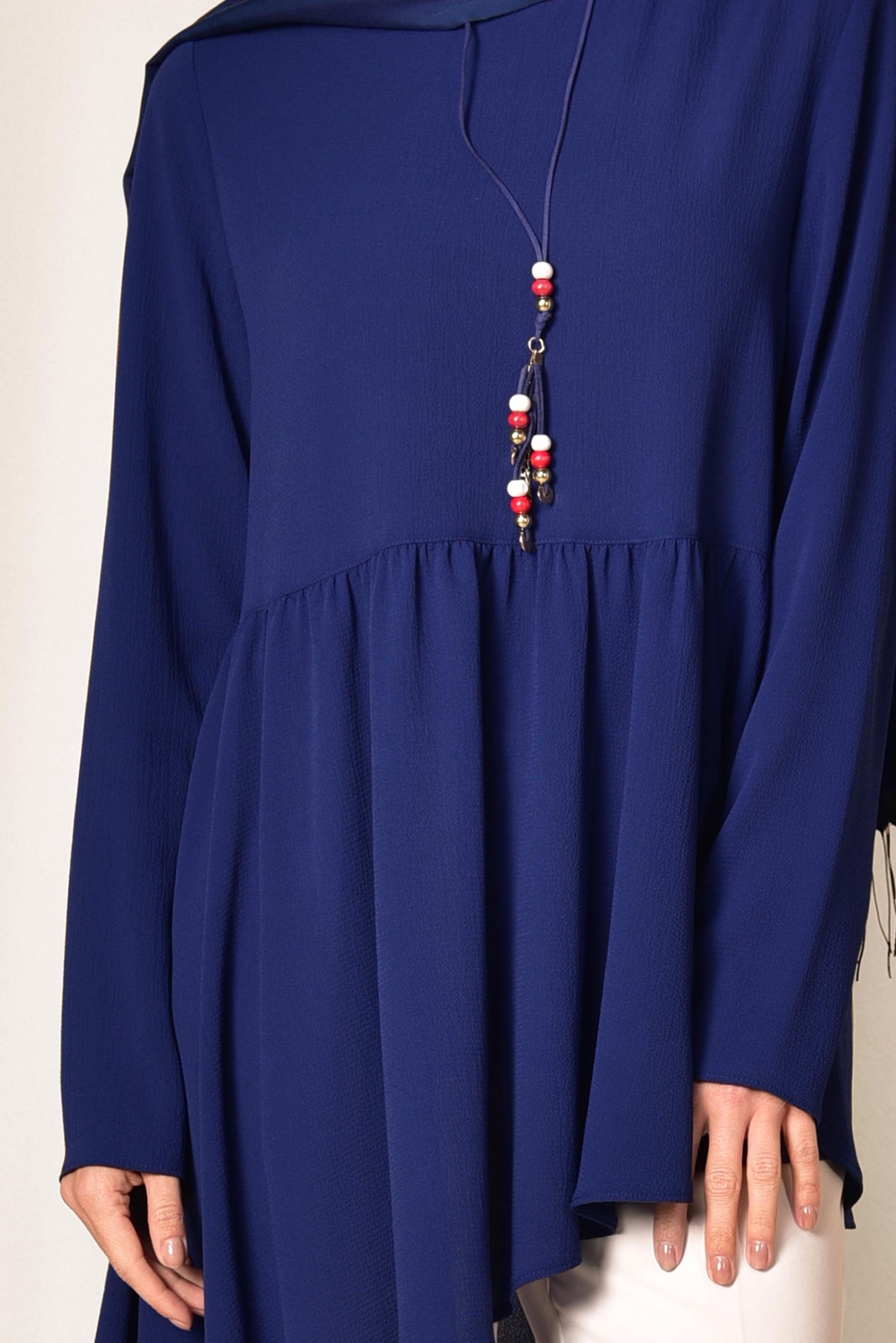 Tesettür giyim LACİVERT ASİMETRİK KESİM VOLANLI TUNİK 4864