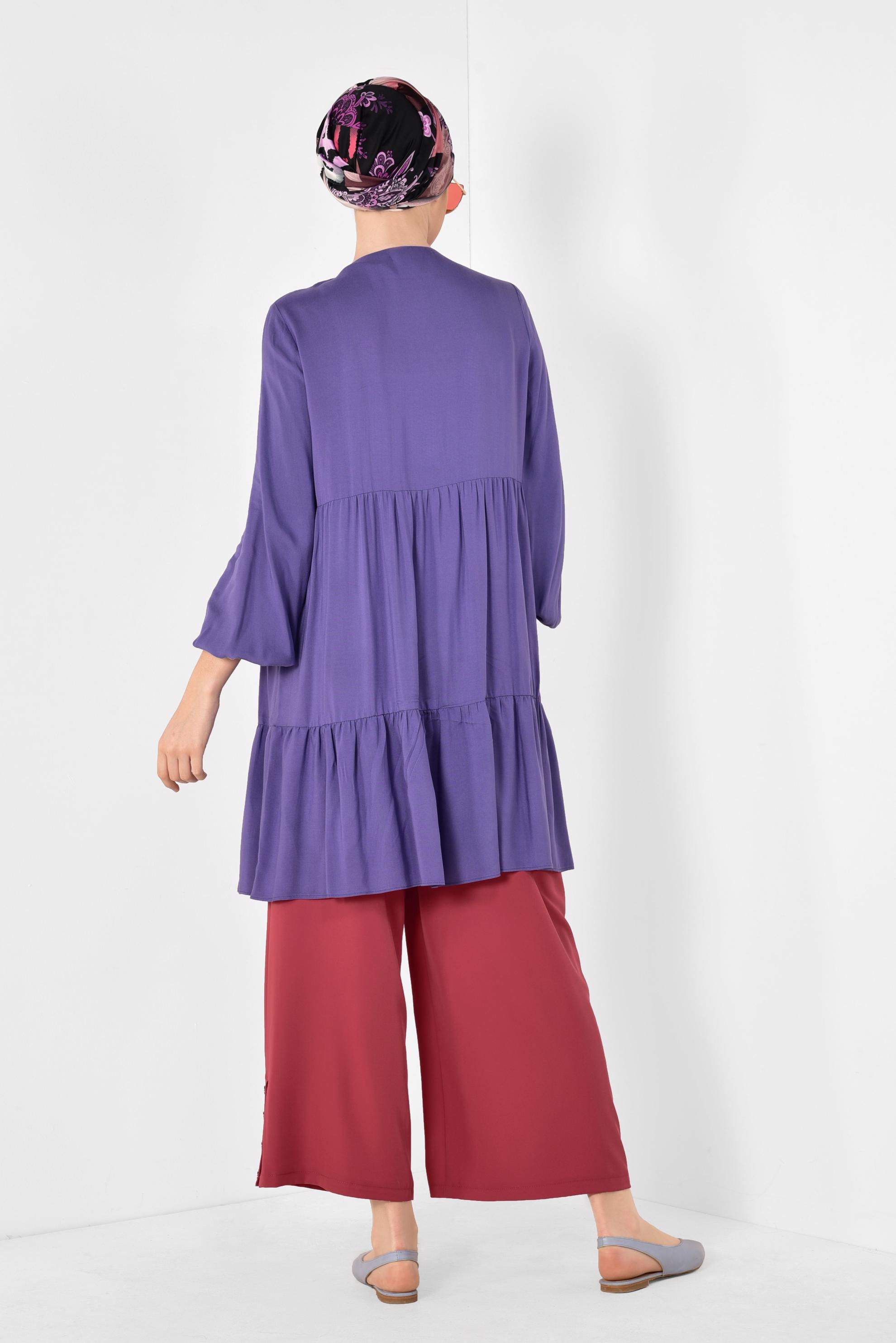 Tesettür giyim MOR GENİŞ KESİM DÜĞMELİ TUNİK 4868