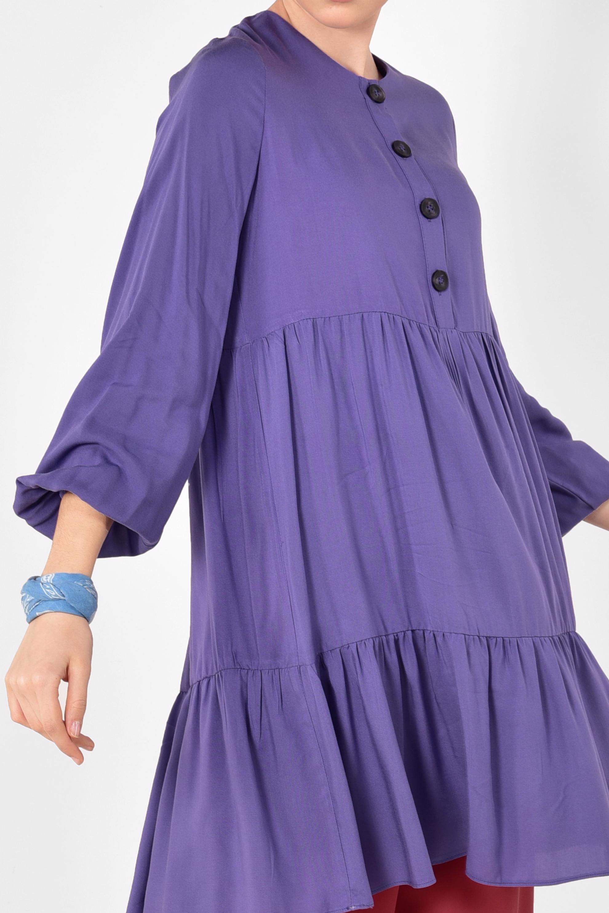 Tesettür giyim MOR GENİŞ KESİM DÜĞMELİ TUNİK 4868