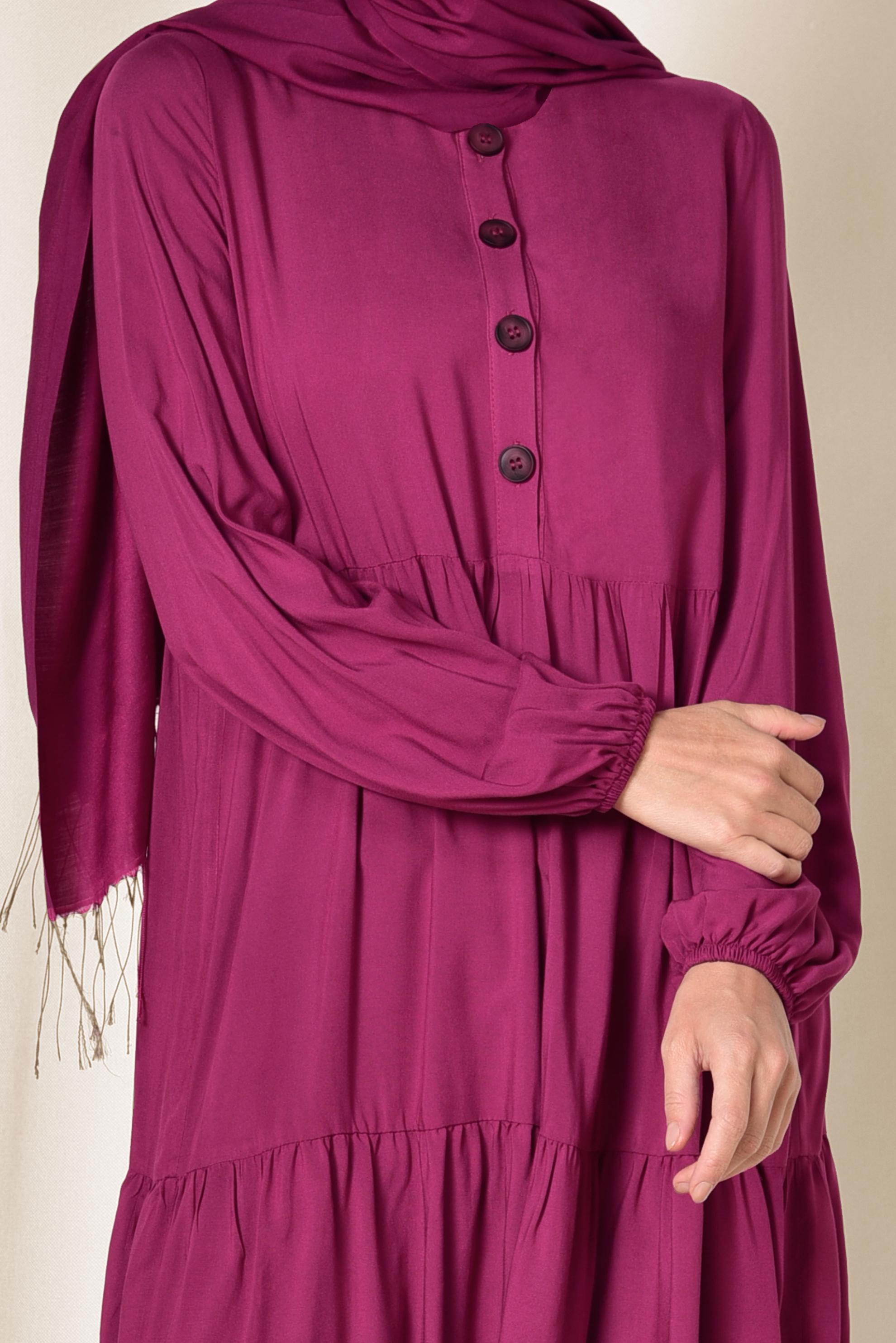 Tesettür giyim MOR GENİŞ KESİM DÜĞMELİ TUNİK 4868