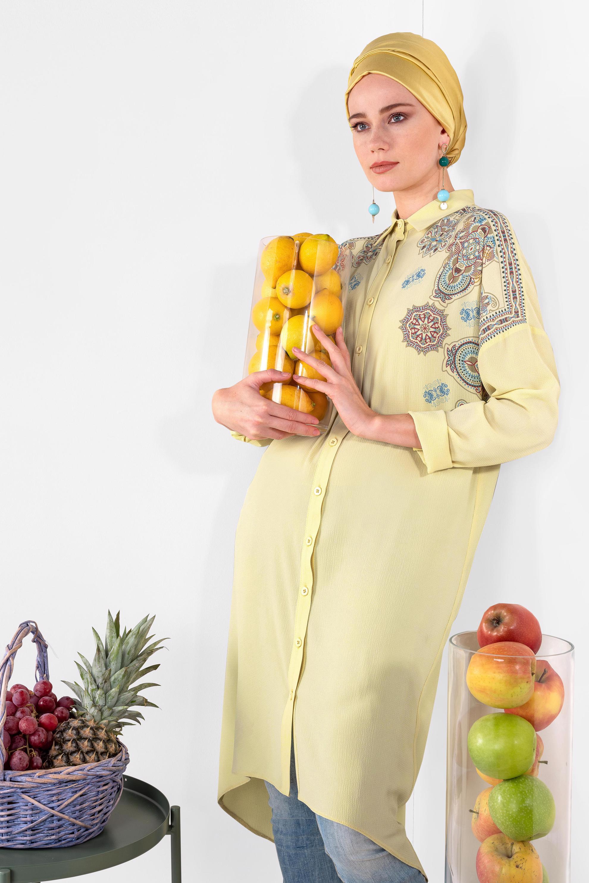 Hijab clothing YELLOW Mandala Pattern Tunic 4875 