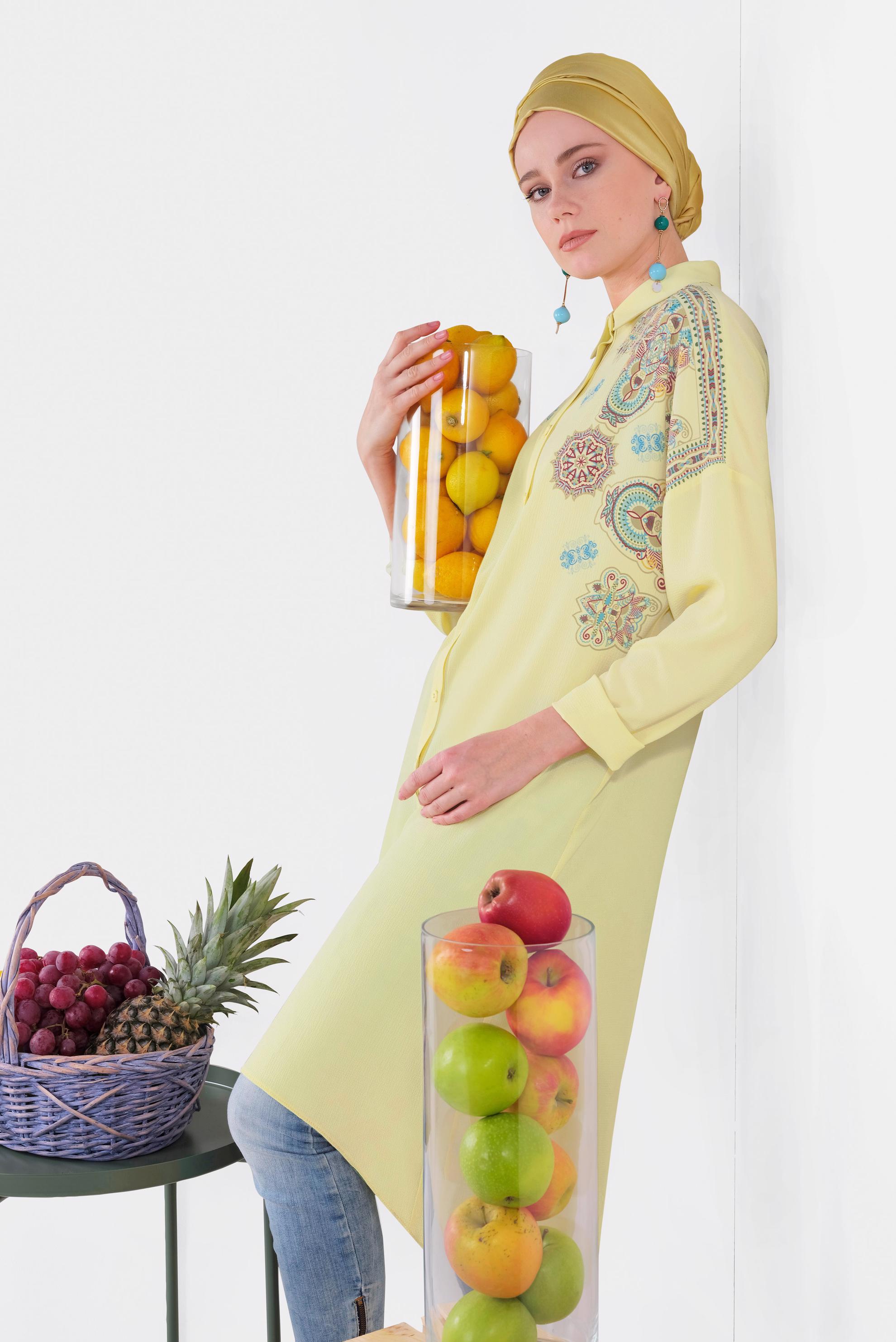 Hijab clothing YELLOW Mandala Pattern Tunic 4875 