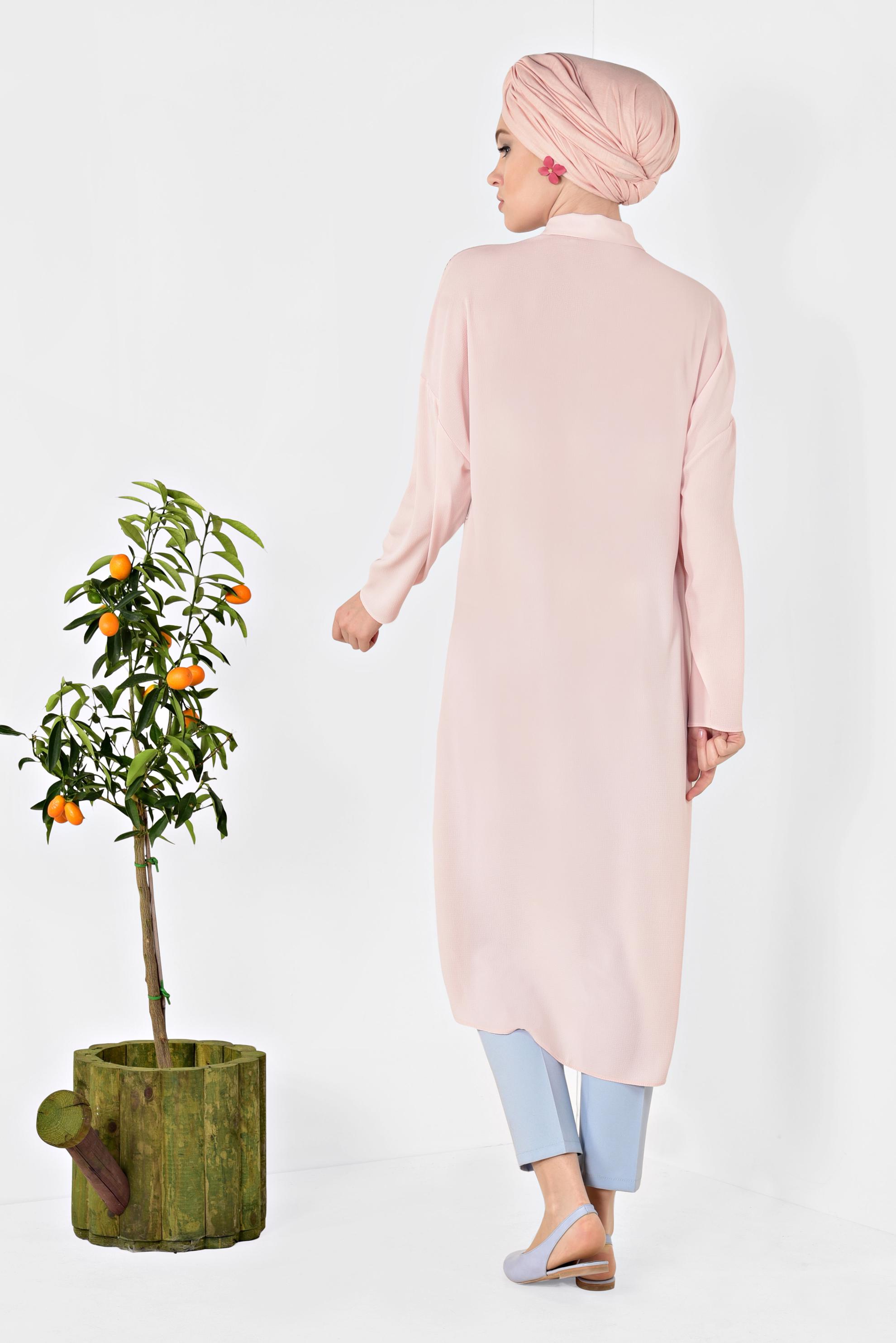 Tesettür giyim PUDRA MANDALA DESENLİ TUNİK 4875