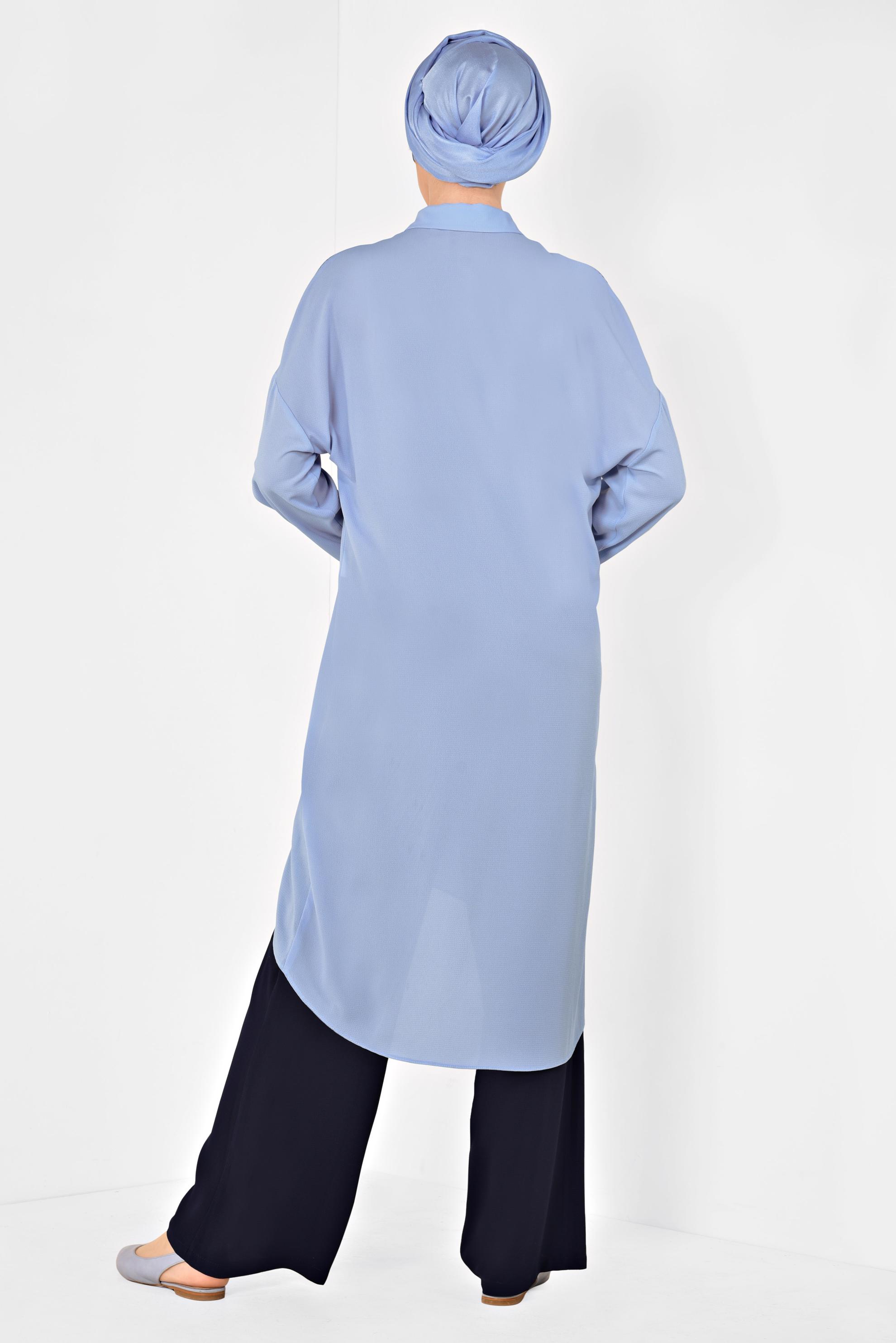 Tesettür giyim MAVİ MANDALA DESENLİ TUNİK 4875