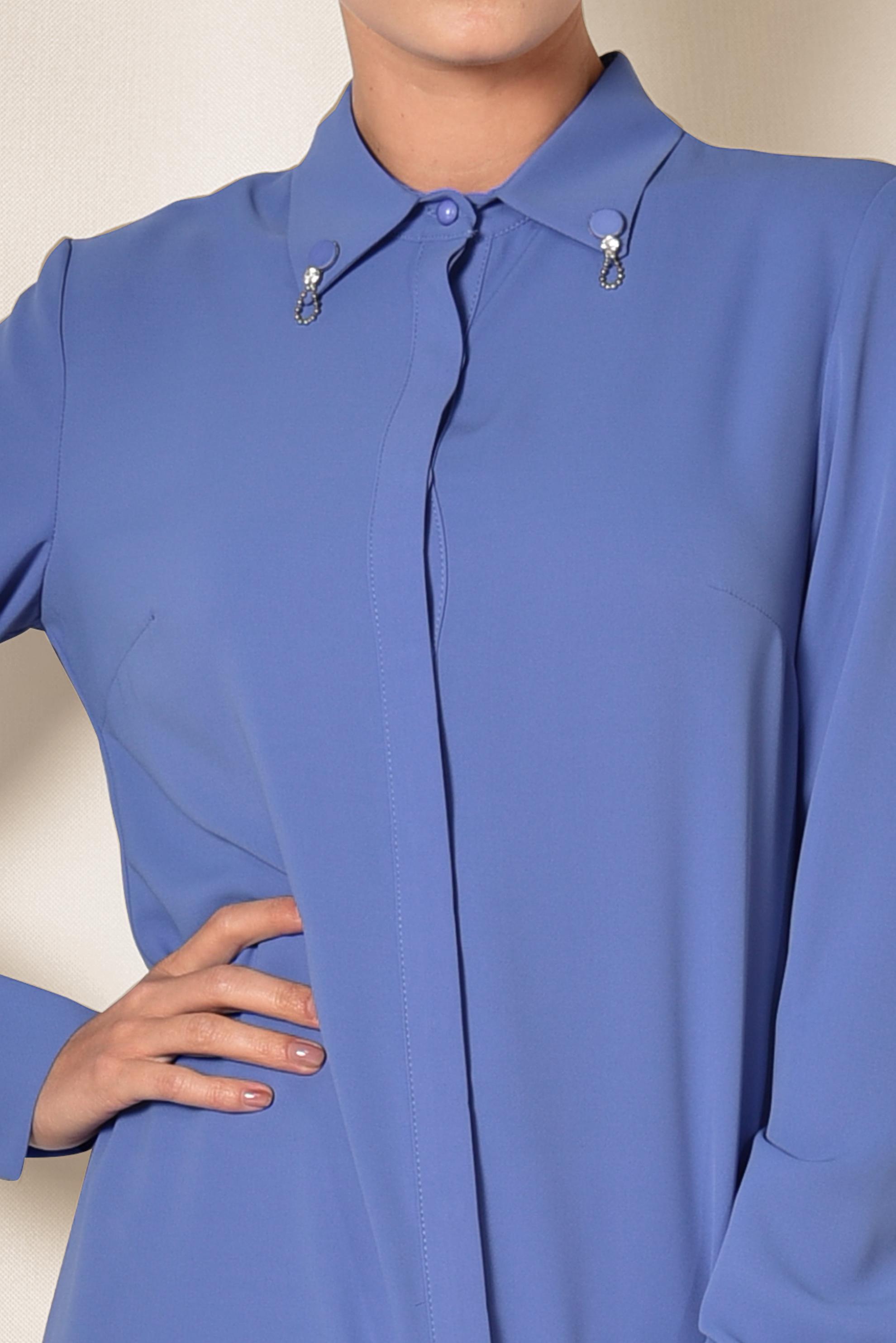 Tesettür giyim MAVİ YAKASI BROŞLU KLASİK TUNİK 4885