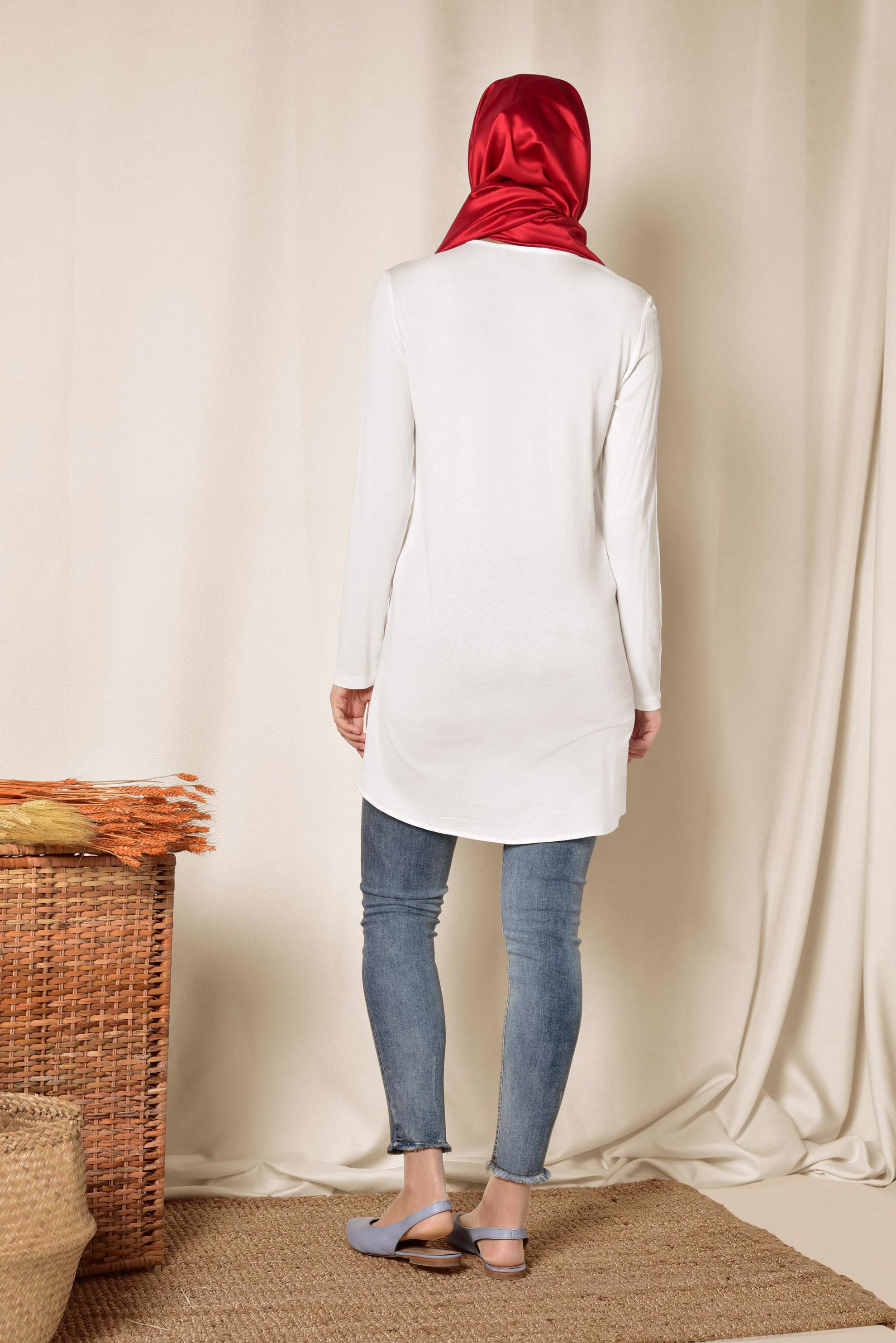 Tesettür giyim BEYAZ BASİC TUNİK 4937