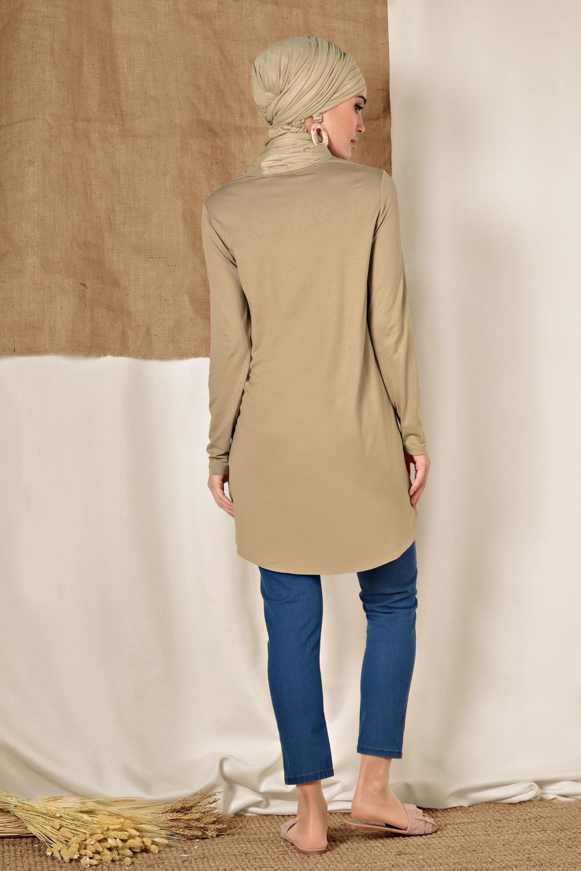 Tesettür giyim BEJ BASİC TUNİK 4937