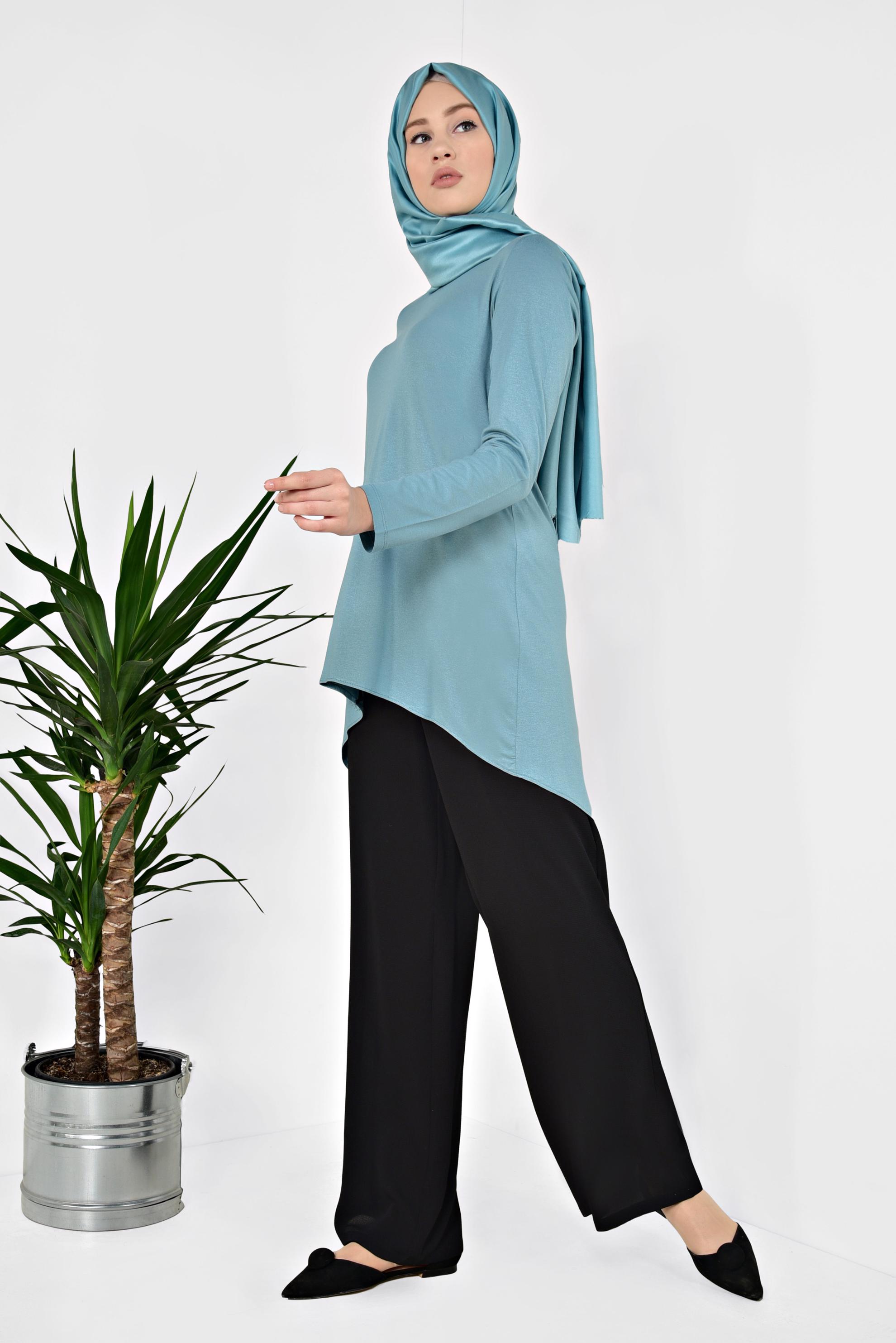 Hijab clothing BLUE Basic Tunic 4937 