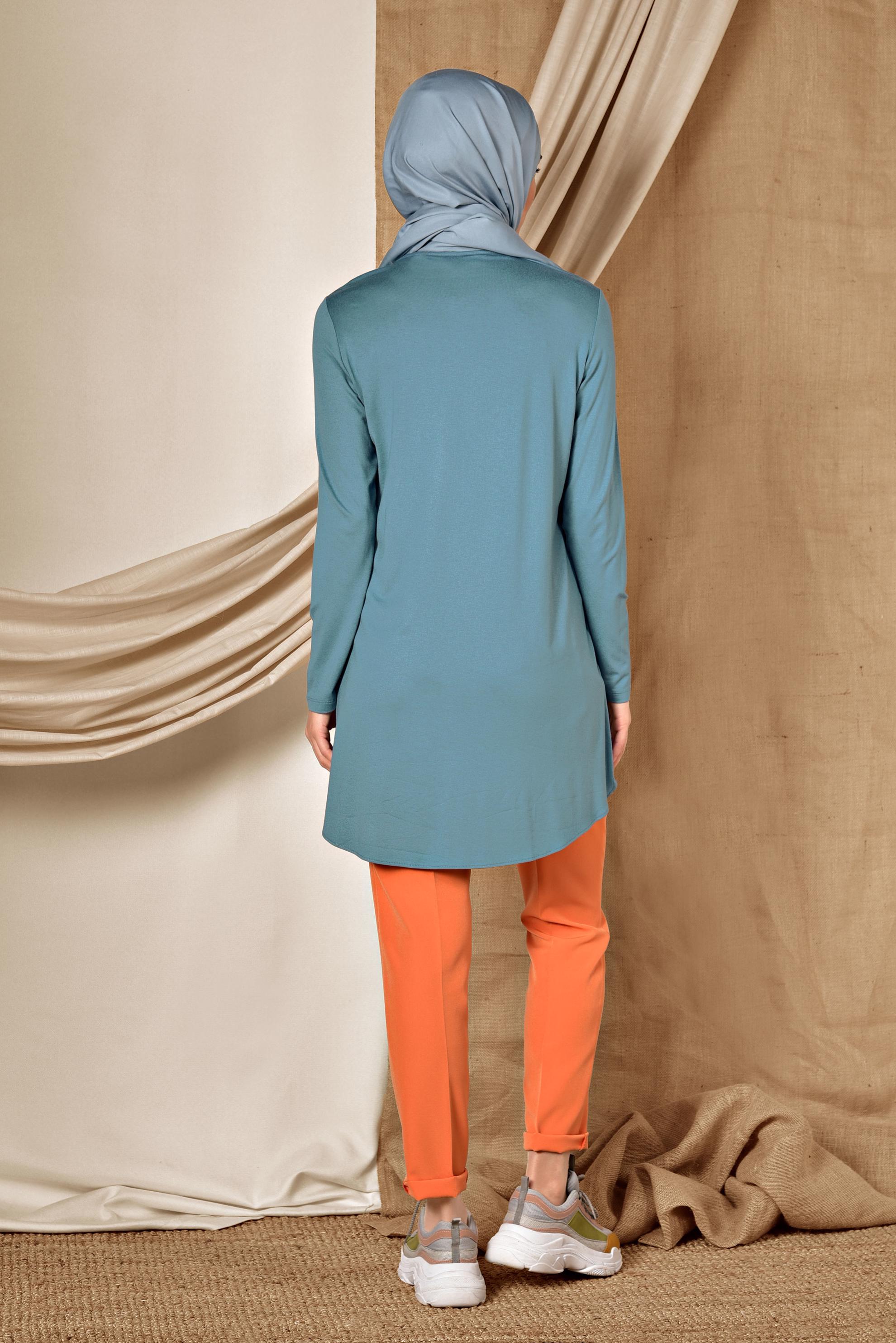 Tesettür giyim MAVİ BASİC TUNİK 4937